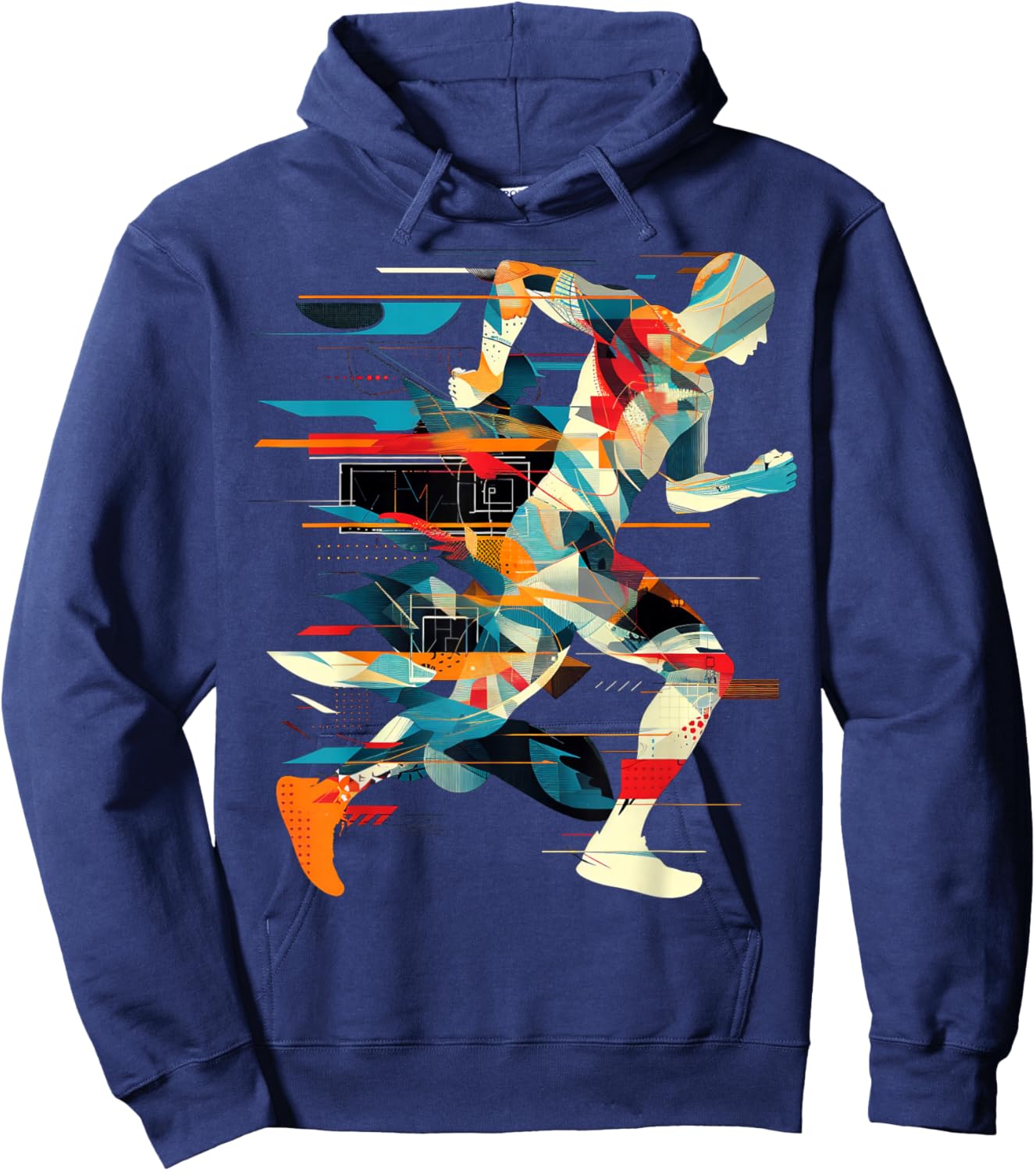 Artsy Marathon Runner on Abstract Art Marathon , black Hoodie - Hoodie | Navy