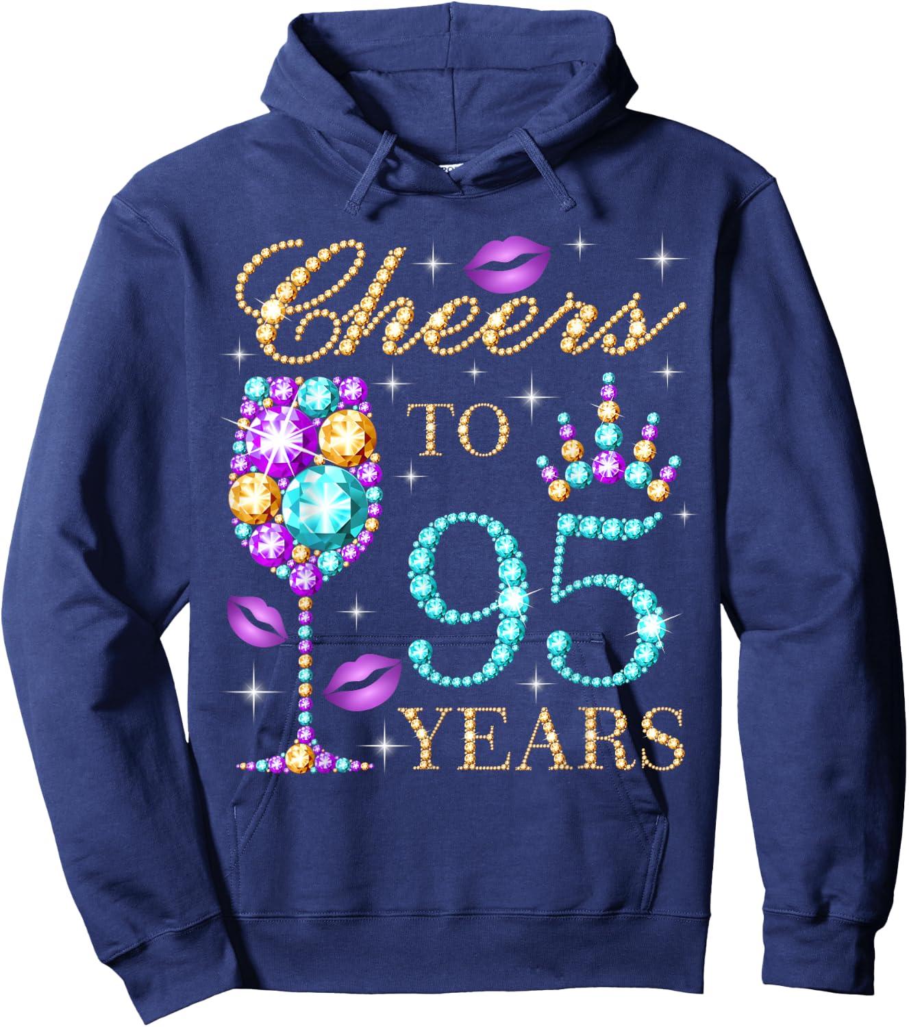 Cheers To 95 Years Old Women 95th Birthday Party Hoodie - Hoodie | Navy