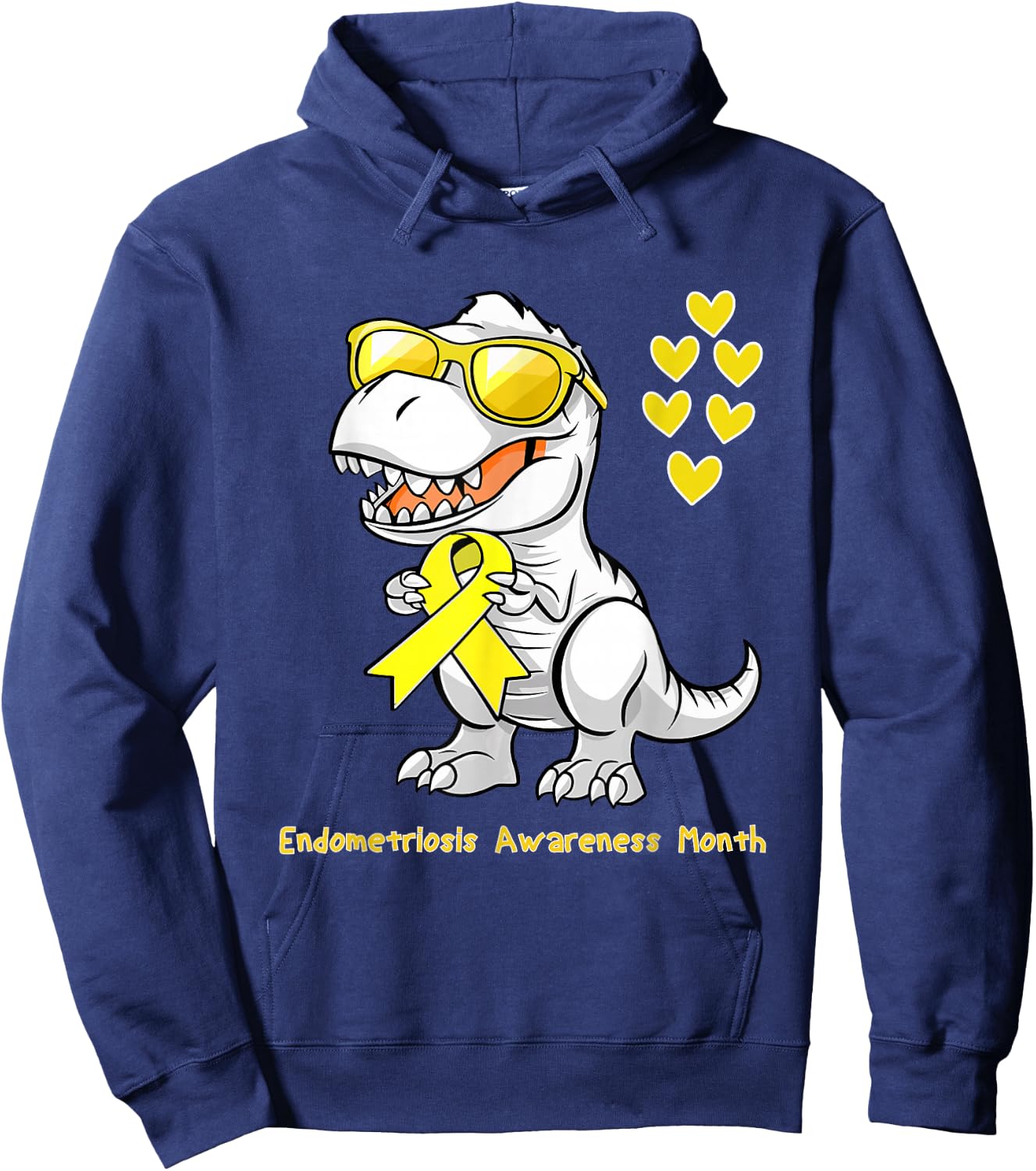 T-rex Dinosaur Endometriosis Awareness Month Dino Toddlers Hoodie - Hoodie | Navy