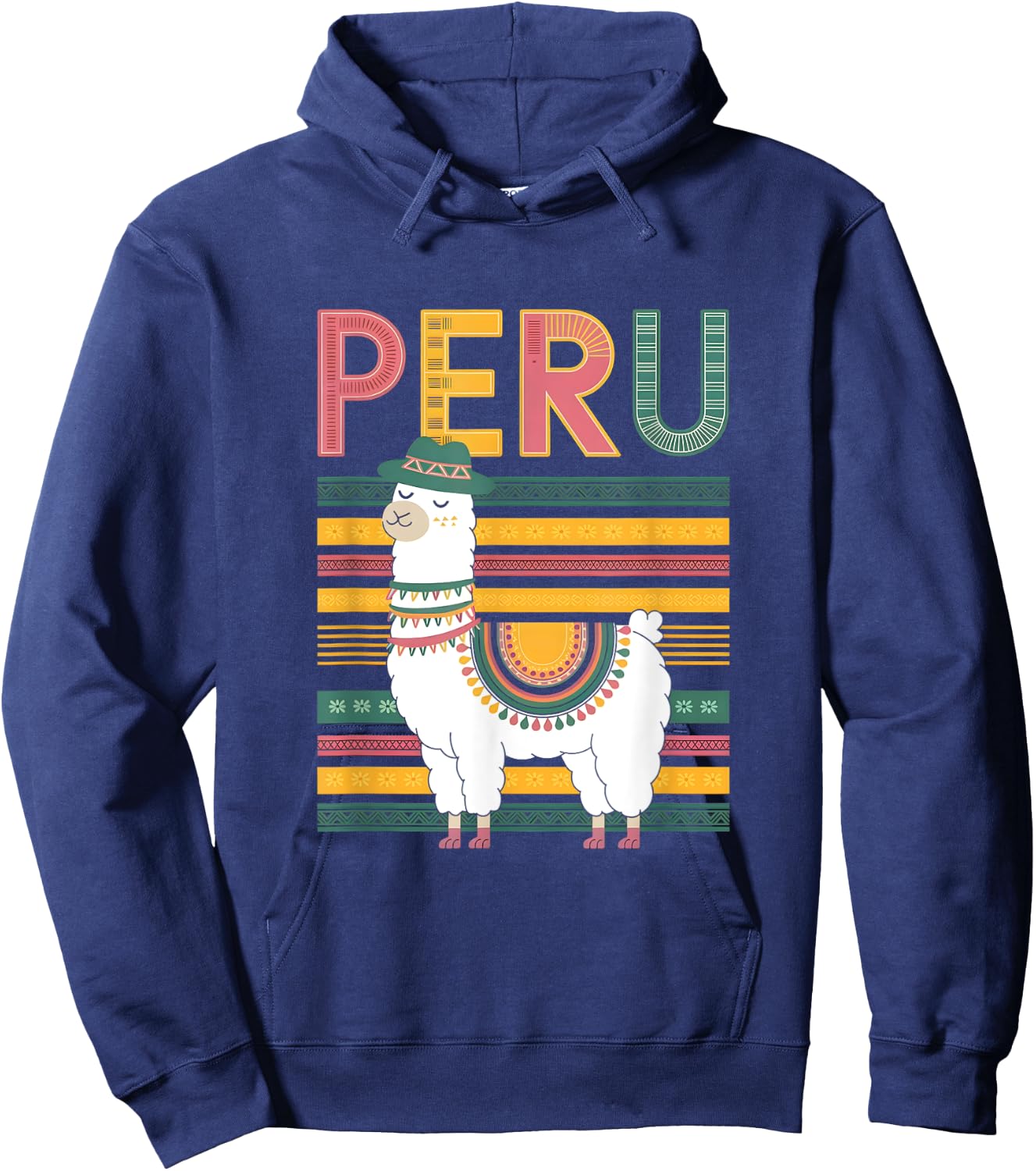 Cute Peruvian Llama from Peru - Fun Peru Design Hoodie - Hoodie | Navy