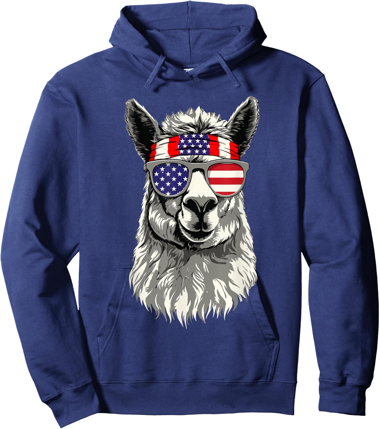Patriotic Llama - 4th Of July Safari Animal Lover Zoologist Hoodie - Hoodie | Navy