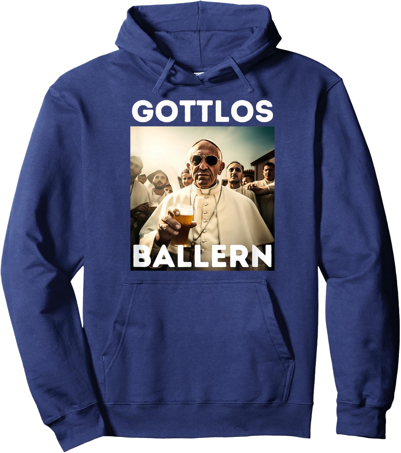 Gottlos Ballern Lustiges Papst Franziskus Fünf Bier Hoodie - Hoodie | Navy