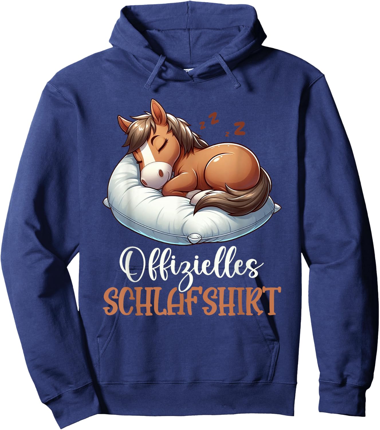 Official Sleep Shirt Funny Horse Pyjamas Short Sleeve , black Hoodie - Hoodie | Navy