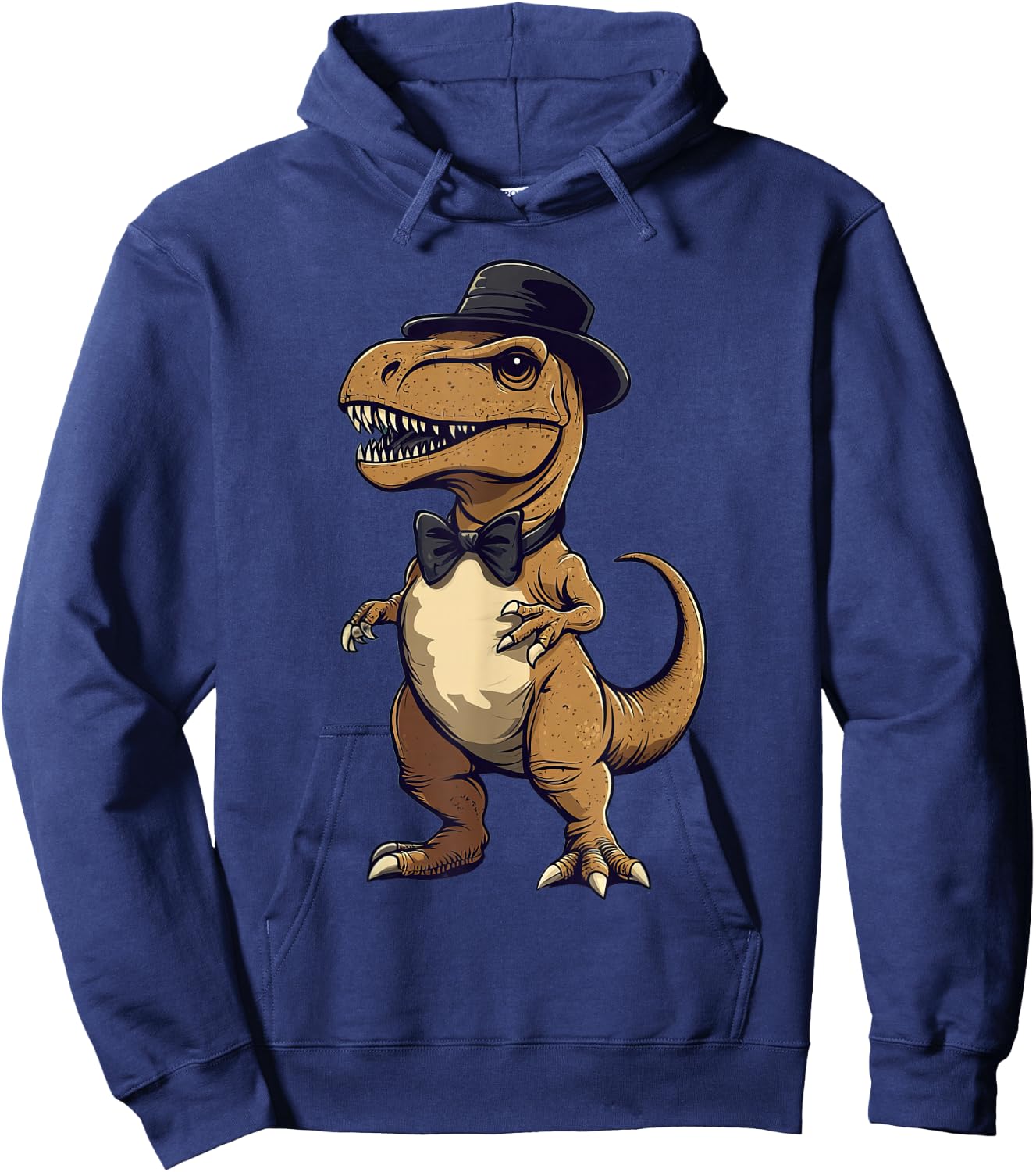 T-Rex Dinosaur Wearing A Hat And Bowtie Hoodie - Hoodie | Navy