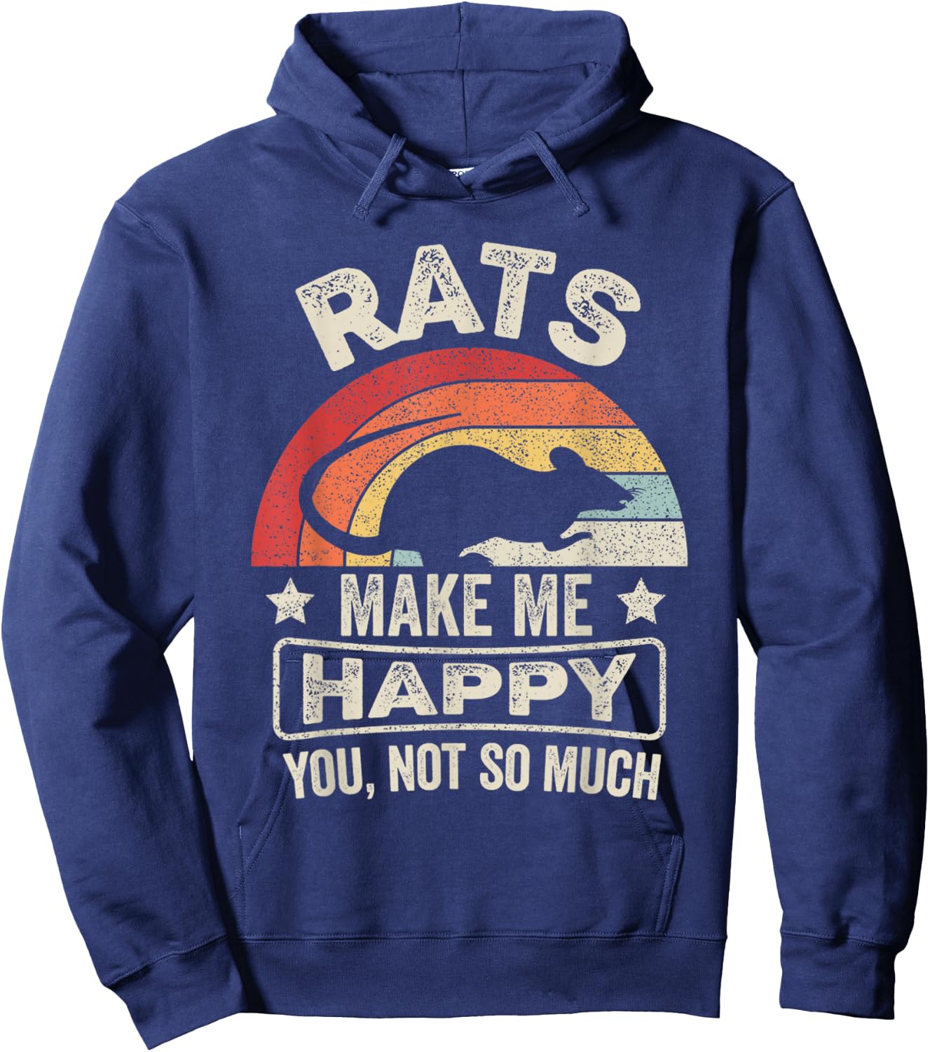 Retro Rats Make Me Happy You Not So Much Rat Lover Hoodie - Hoodie | Navy