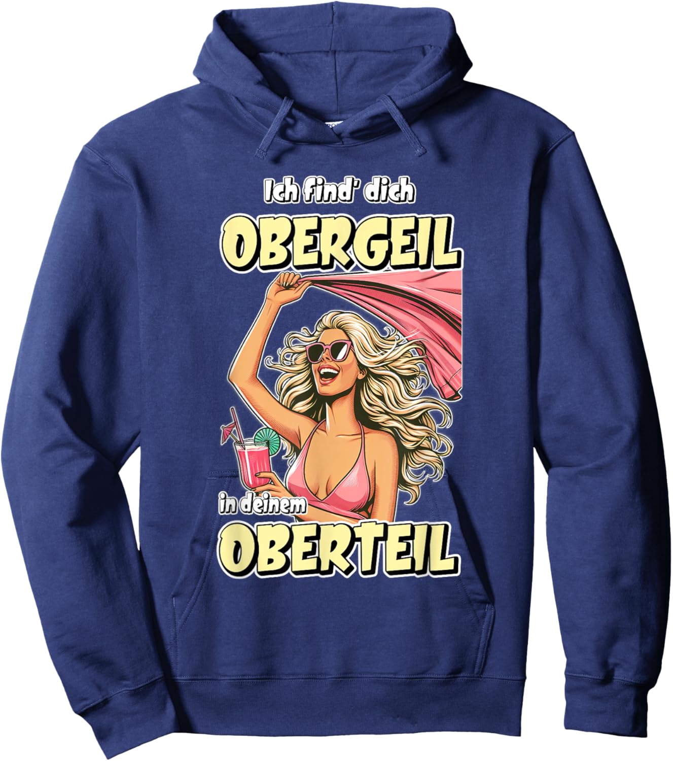 Obergeil Malle Party, Malle Hit 2024, Glück Isi , black Hoodie - Hoodie | Navy