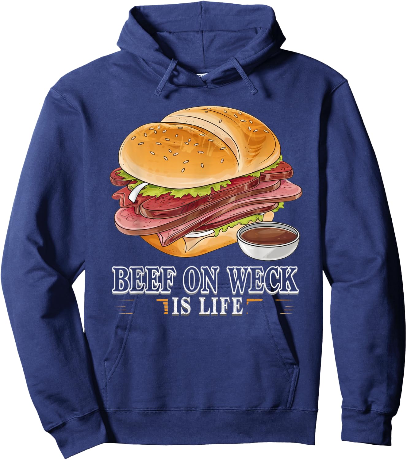 Beef on Weck – Iconic Sandwich Design for Food Lovers Hoodie - Hoodie | Navy