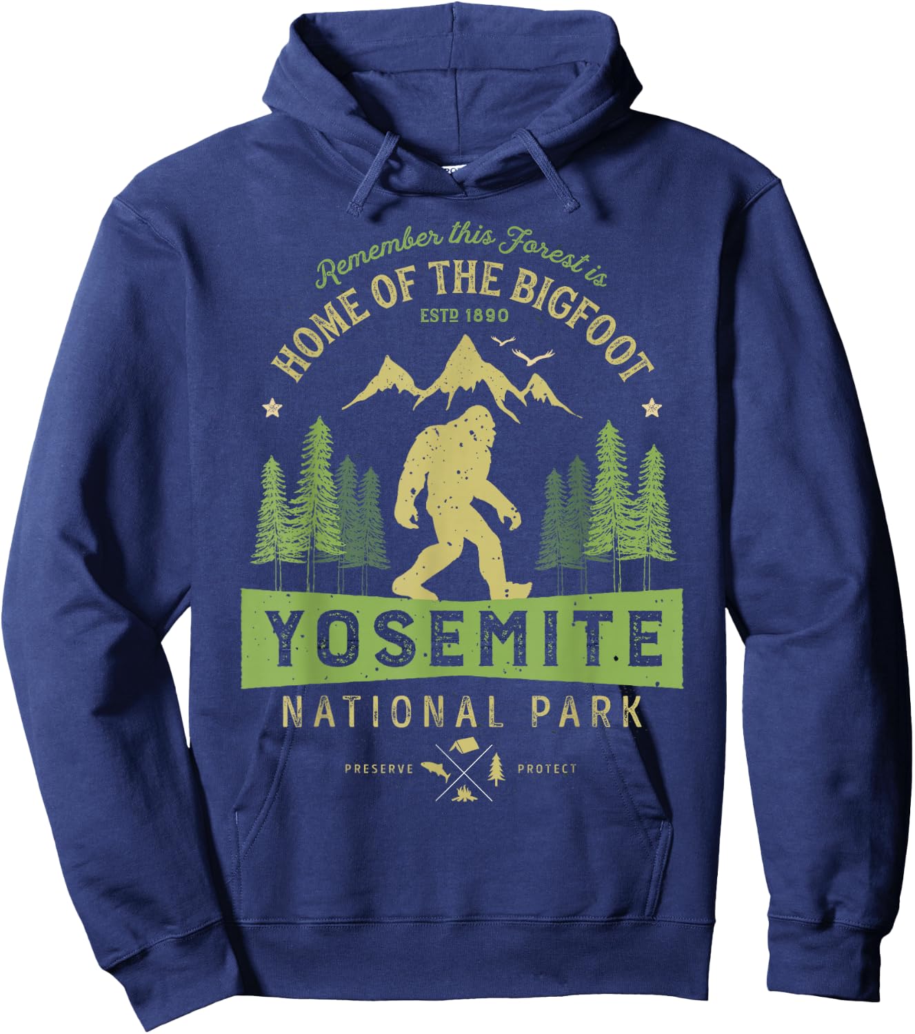 Yosemite National Park T shirt California Bigfoot Vintage Hoodie - Hoodie | Navy