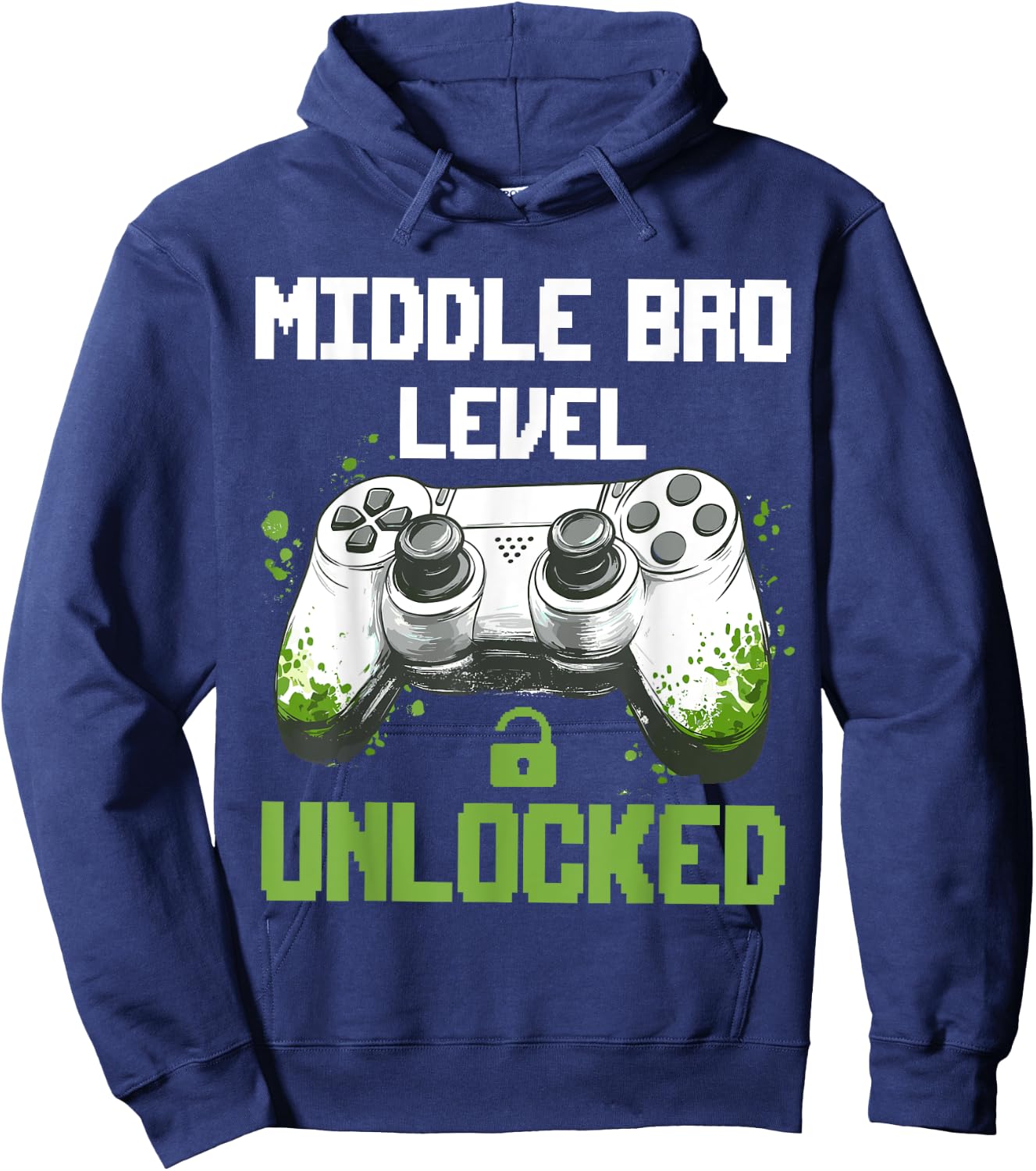 Pregnancy Announcement Middle Brother Level Unlocked Hoodie - Hoodie | Navy
