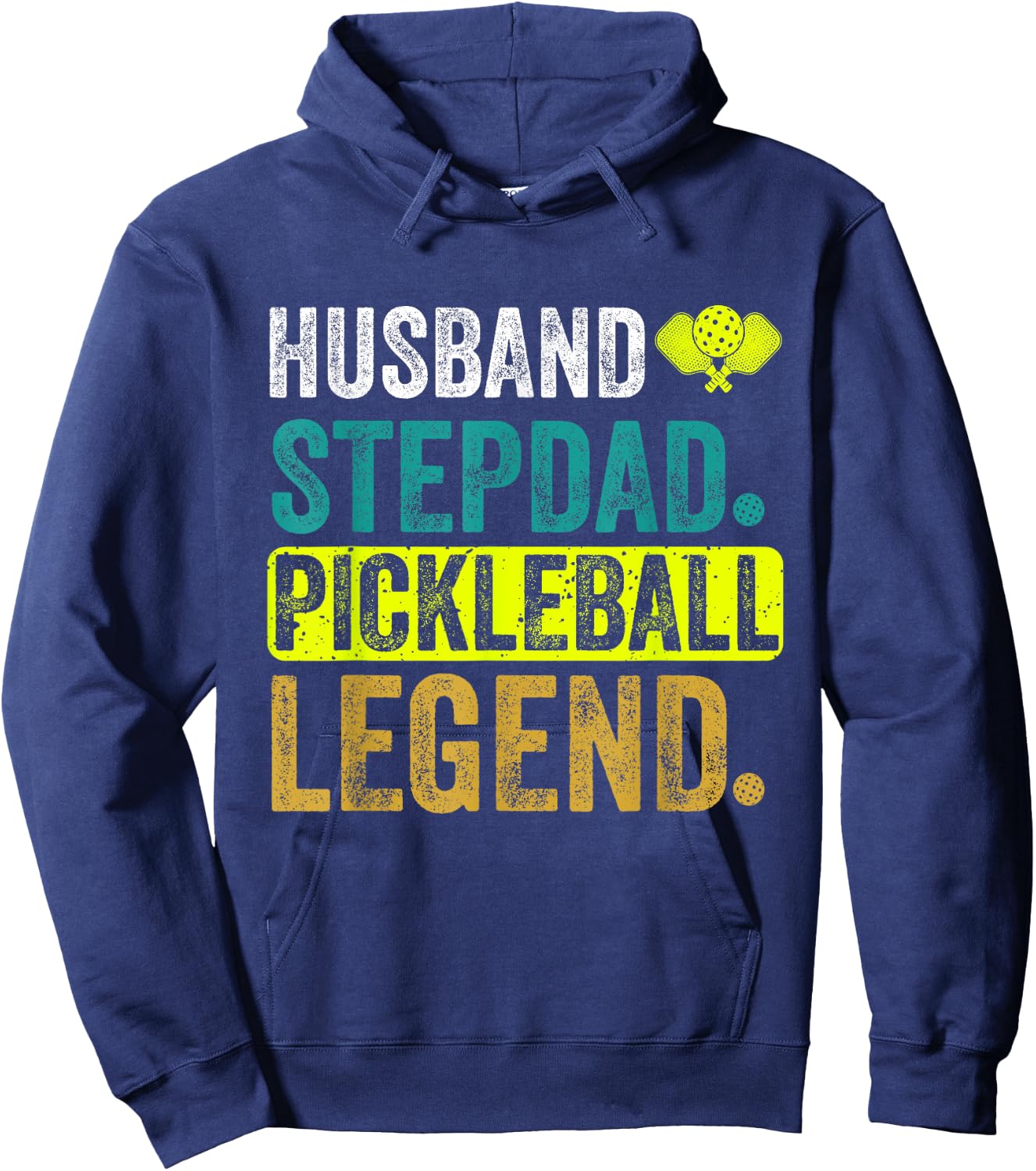 Husband Stepdad Pickleball Legend Stepdad Paddleball Father Hoodie - Hoodie | Navy