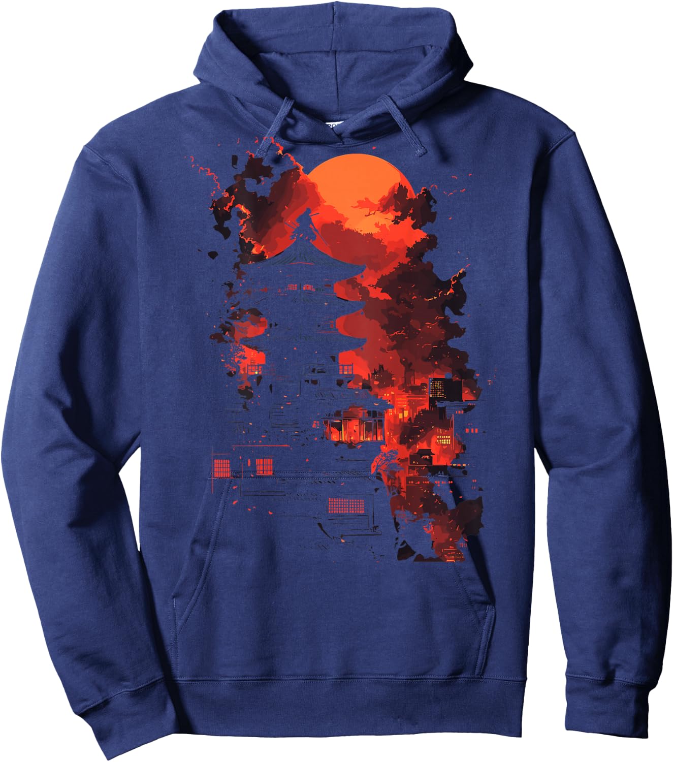 Japanese Ninja Backprint , black Hoodie - Hoodie | Navy