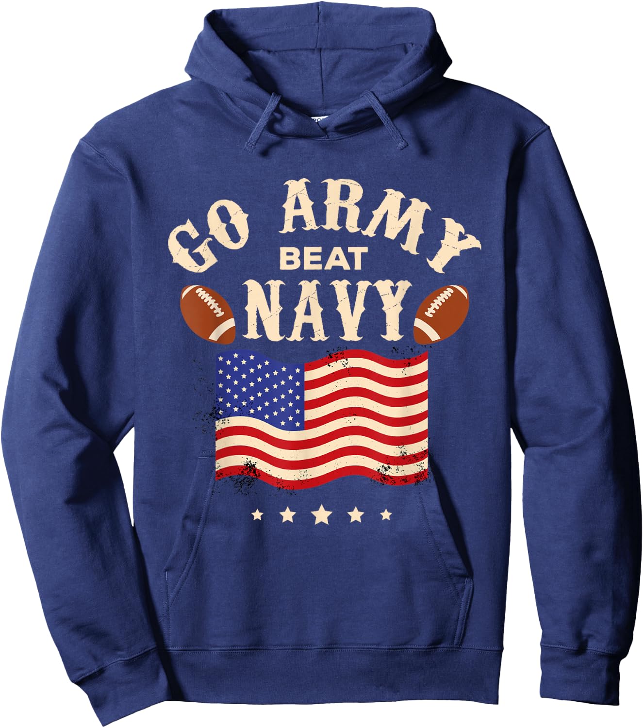 Vintage USA Flag Army Beat Navy-Flag Game Sports Football Hoodie - Hoodie | Navy