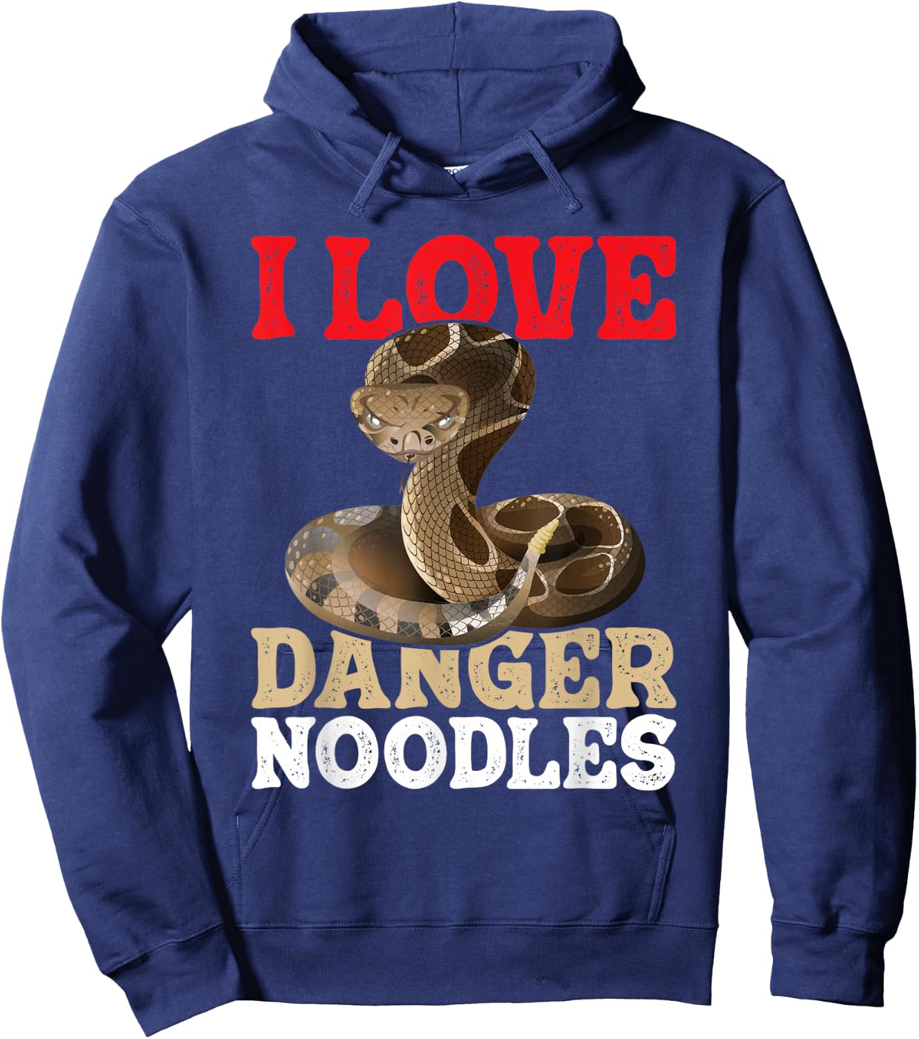 I Love Danger Noodles - Snake Lover Herpetologist Zoology Hoodie - Hoodie | Navy