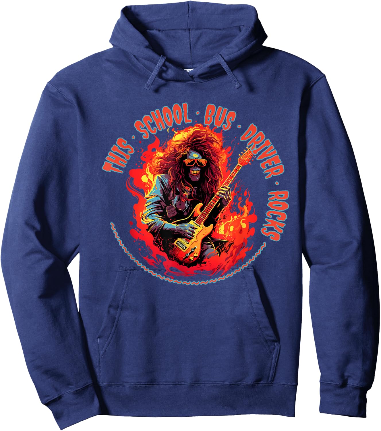 This School Bus Driver Rocks Funny Musician Hoodie - Hoodie | Navy