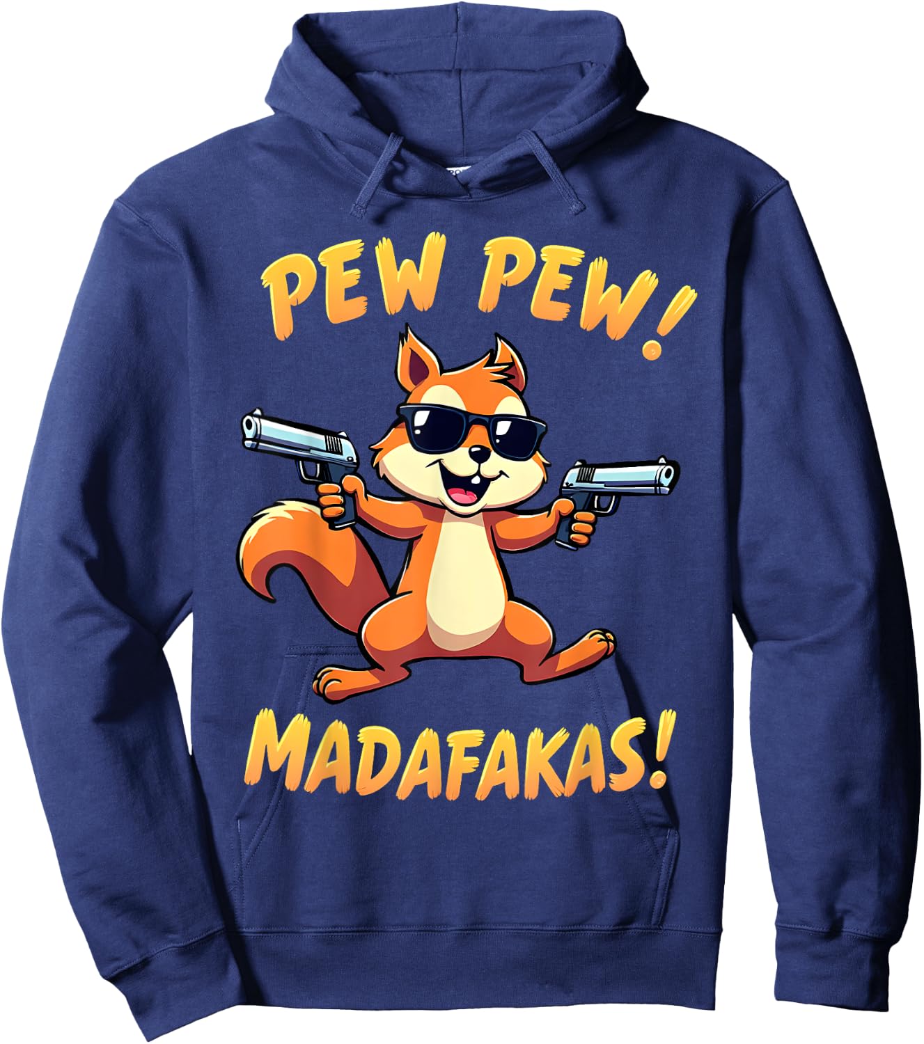 Funny Squirrel with Sunglasses – Cartoon with Guns Hoodie - Hoodie | Navy