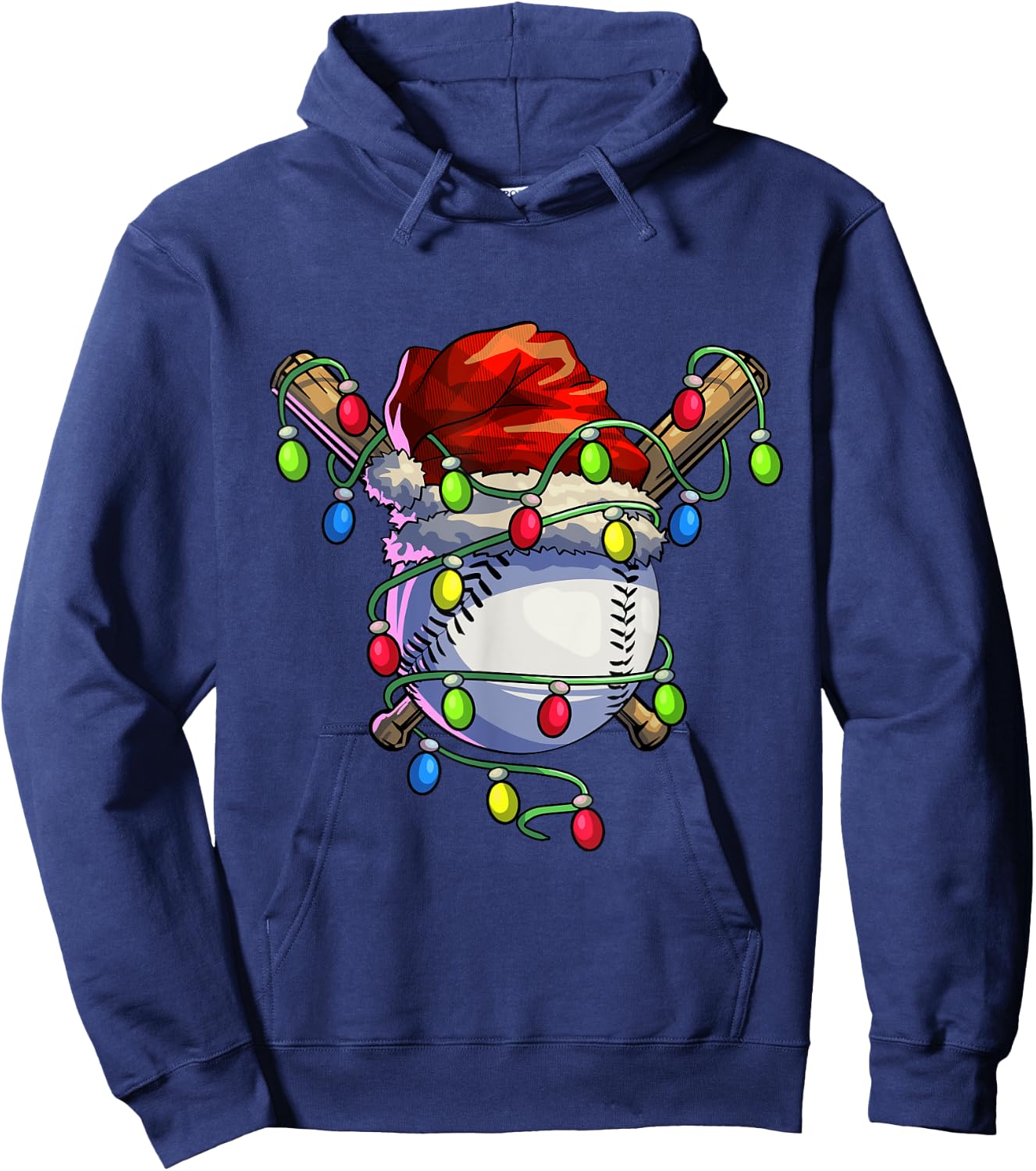 Christmas Baseball Xmas Christmas Lights Baseball Player Hoodie - Hoodie | Navy