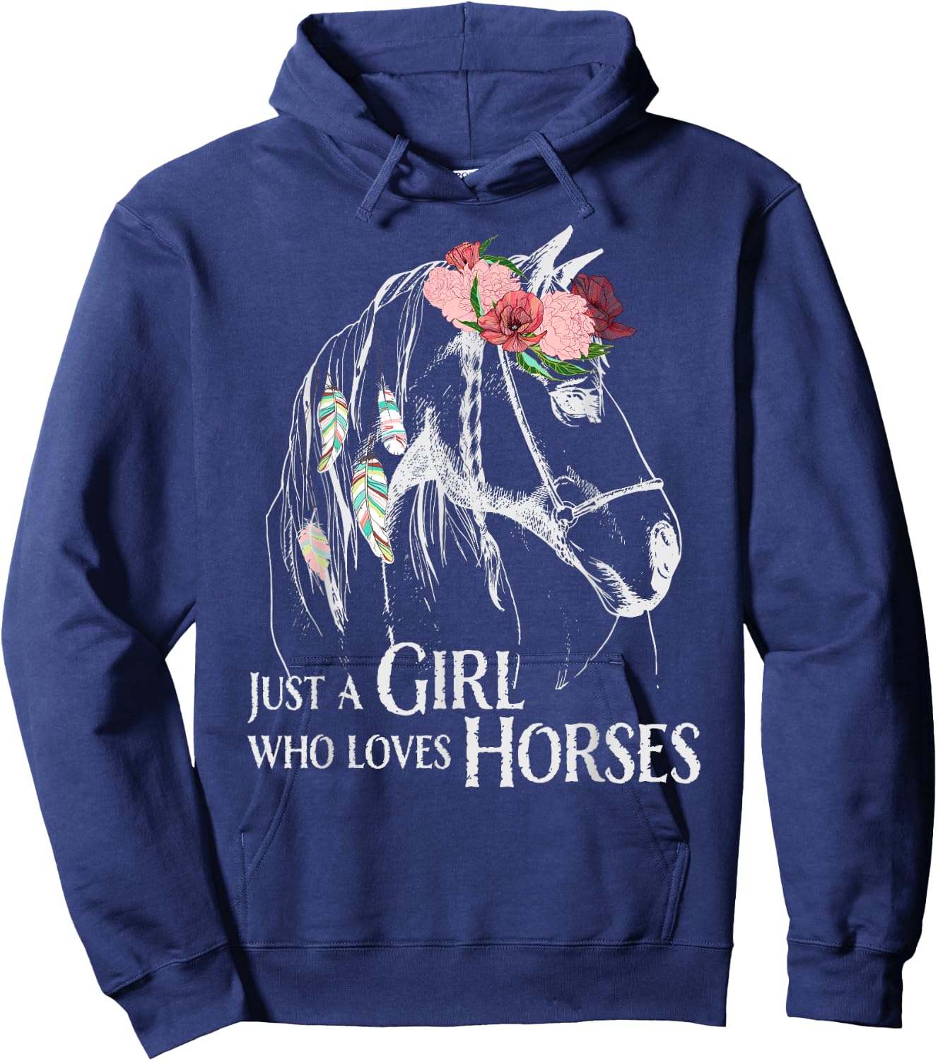 Horse Girl - Cute Pony - Crazy Horseback Riding Farmer Girls Hoodie - Hoodie | Navy