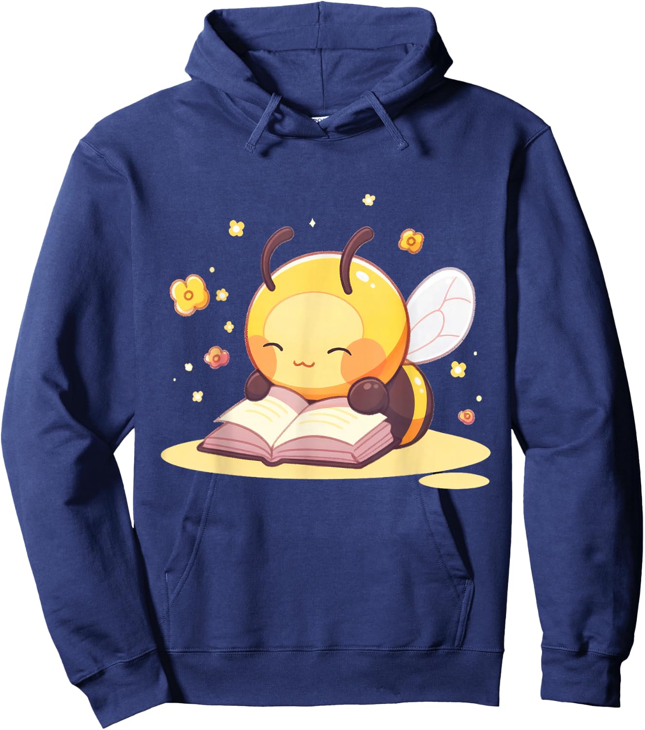 Cute Bee Reading A Book Hoodie - Hoodie | Navy