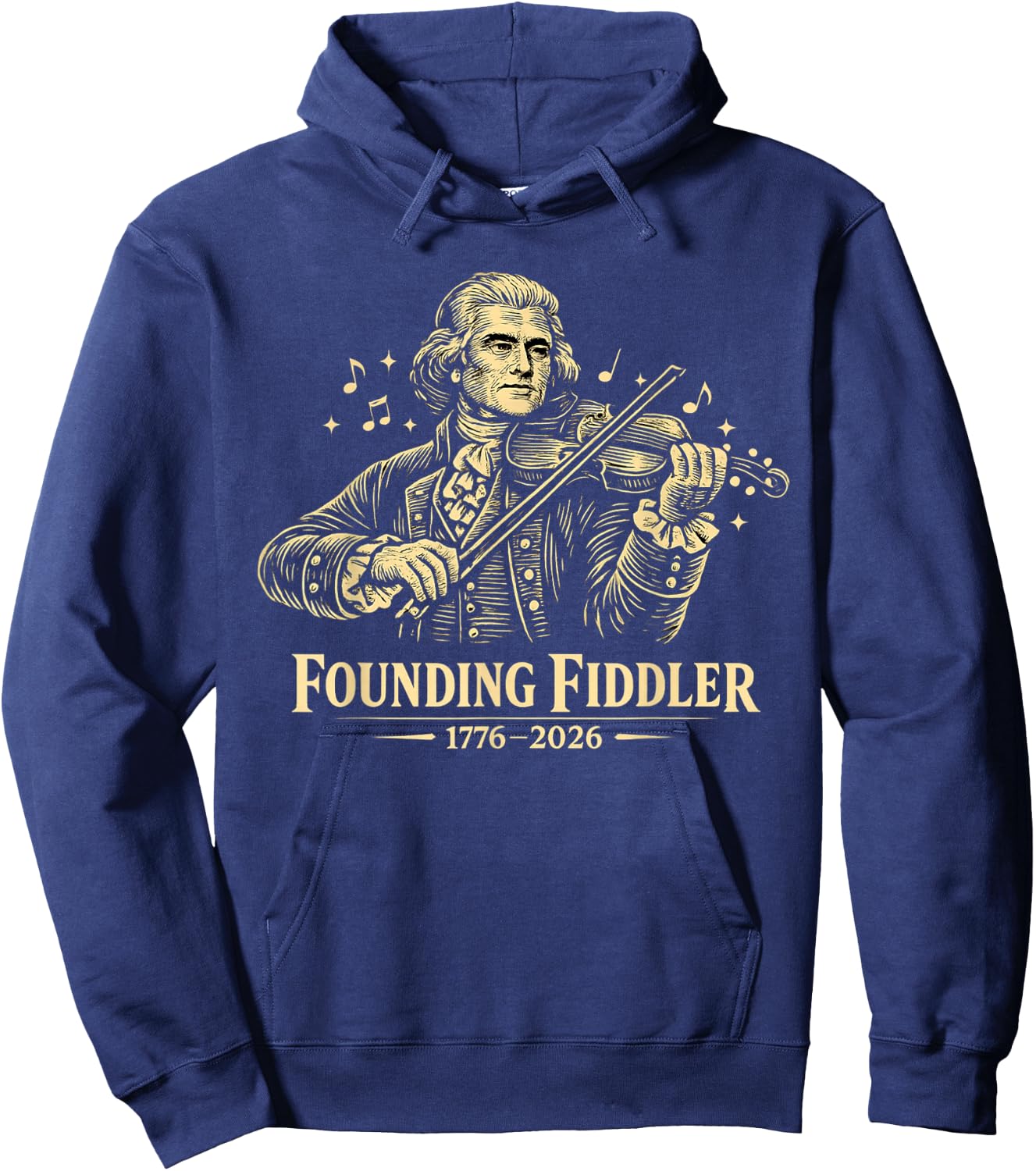 Thomas Jefferson Fiddler 250 4th of July Violin Hoodie - Hoodie | Navy