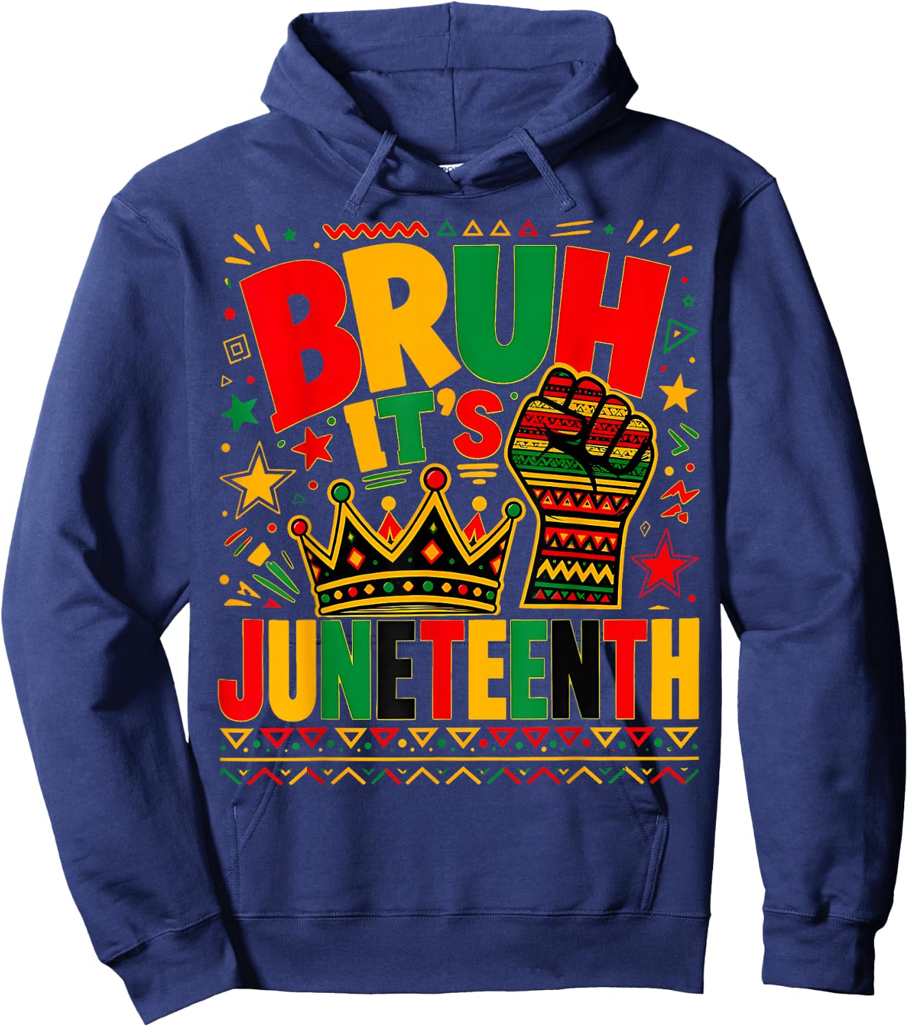 Juneteenth Boys Teens Kids Men Bruh It's Juneteenth 1865 Hoodie - Hoodie | Navy