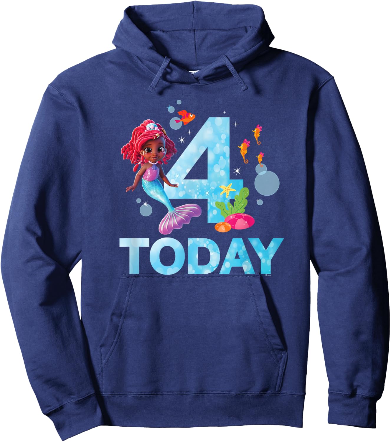 Disney Junior’s Ariel Fourth Birthday 4 Years Old Today Hoodie - Hoodie | Navy