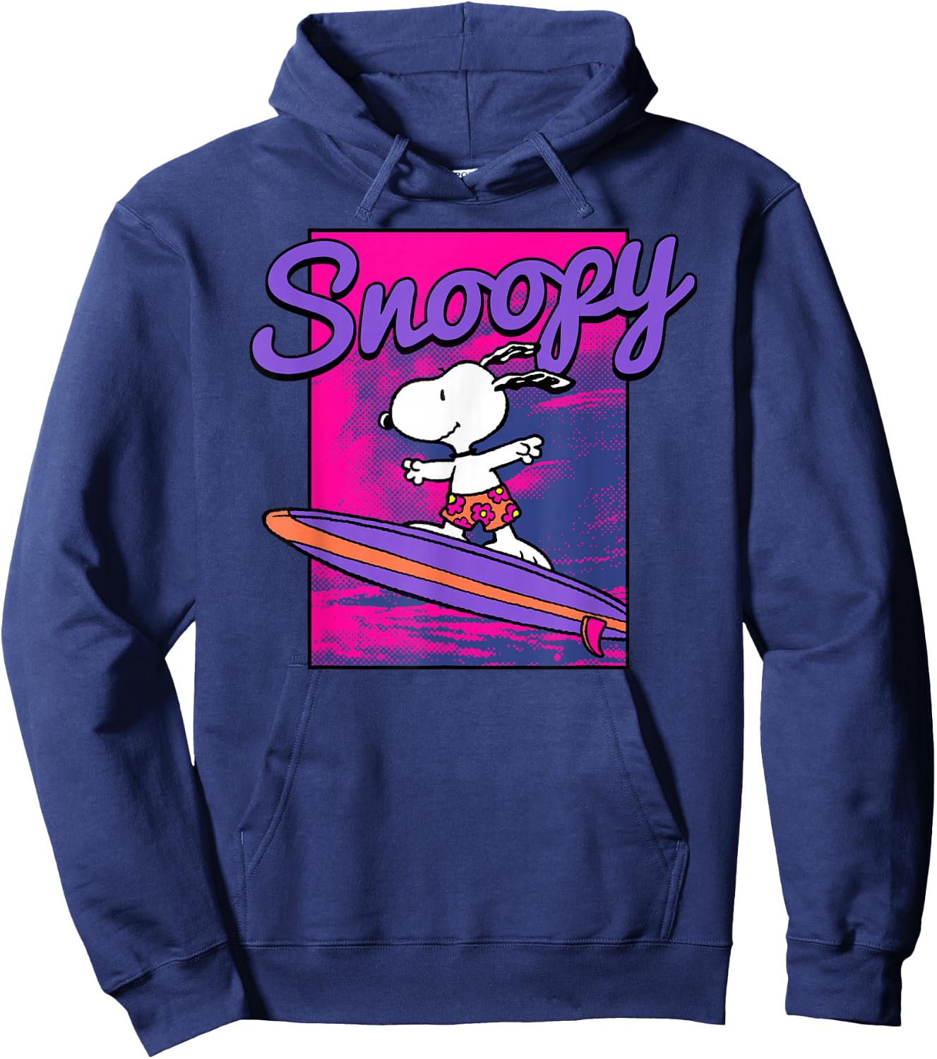 Peanuts Neon Surfing Snoopy Hoodie - Hoodie | Navy