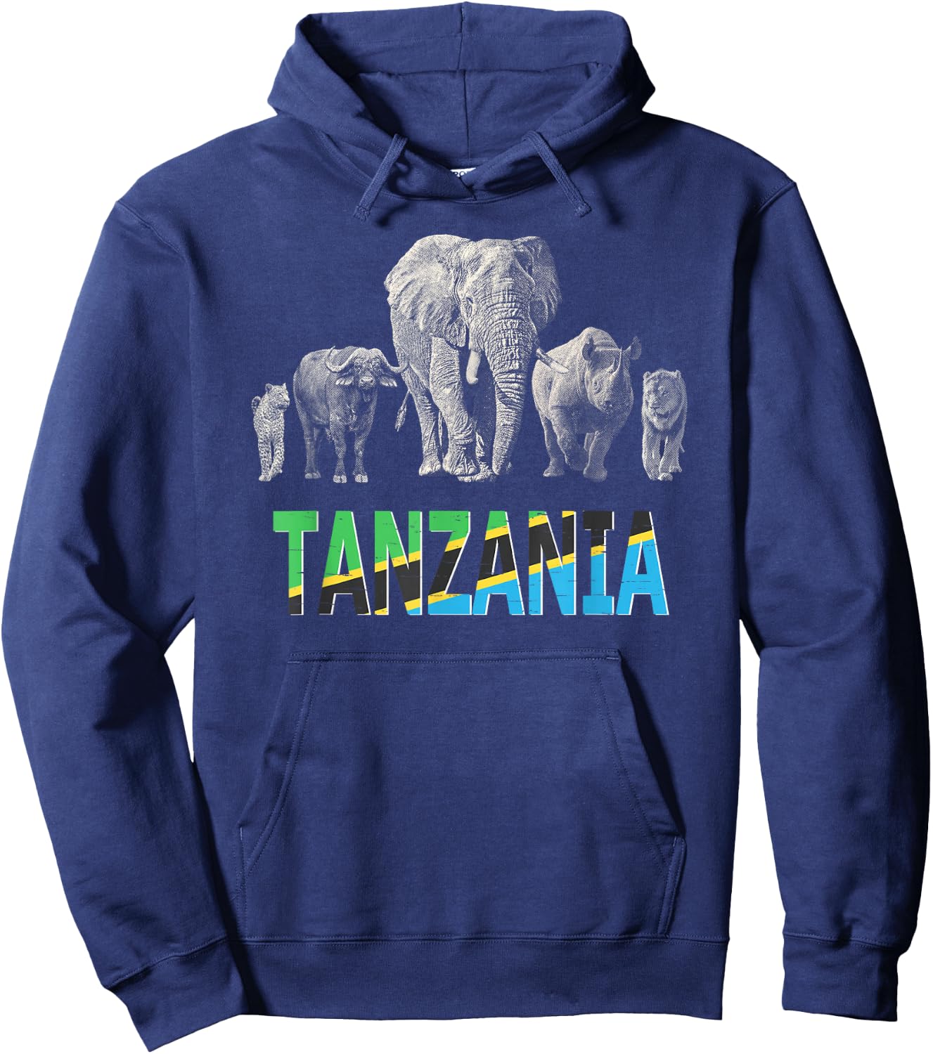 Big 5 Africa Wildlife Design for Tanzania Safari Hoodie - Hoodie | Navy