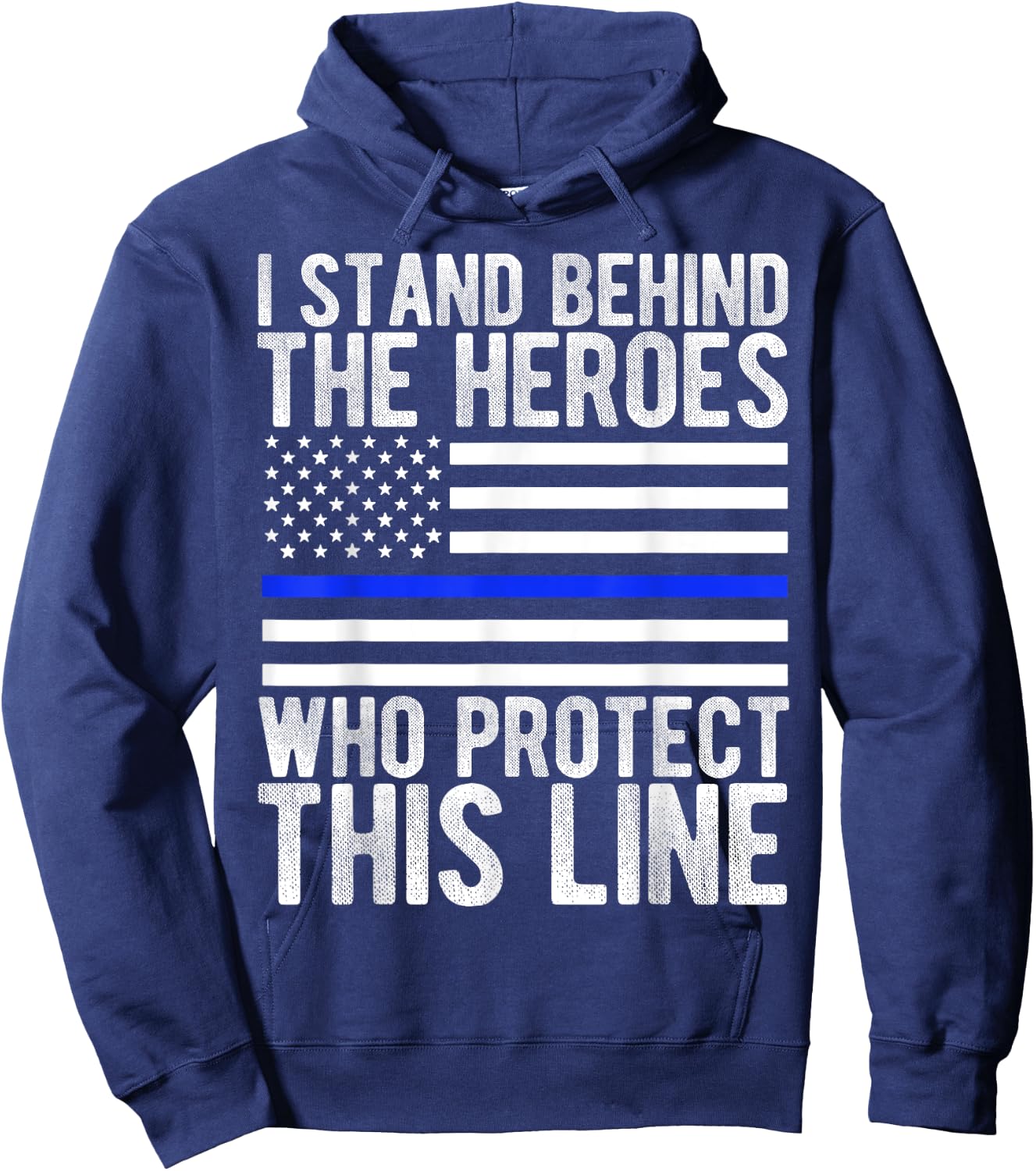 Thin Blue Line Flag - Police Hero Law Enforcement Support Hoodie - Hoodie | Navy
