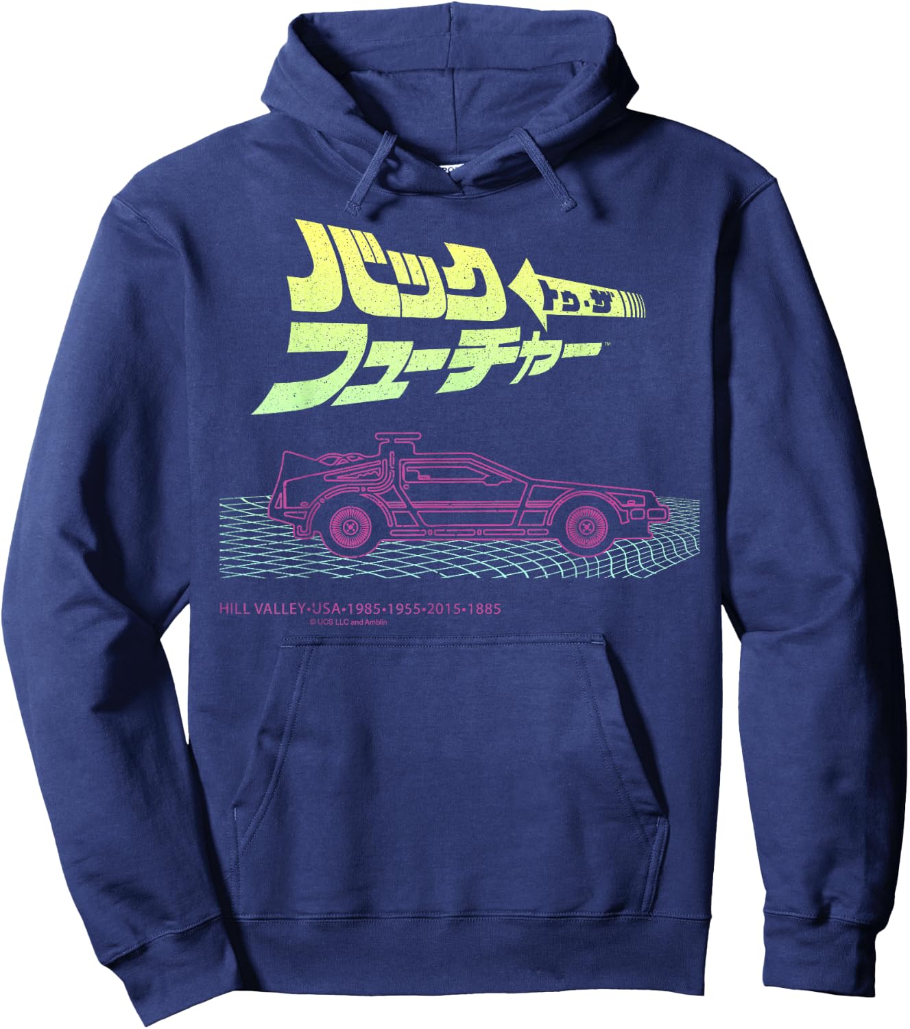 Back To The Future 35th Kanji DeLorean Grid Hoodie - Hoodie | Navy