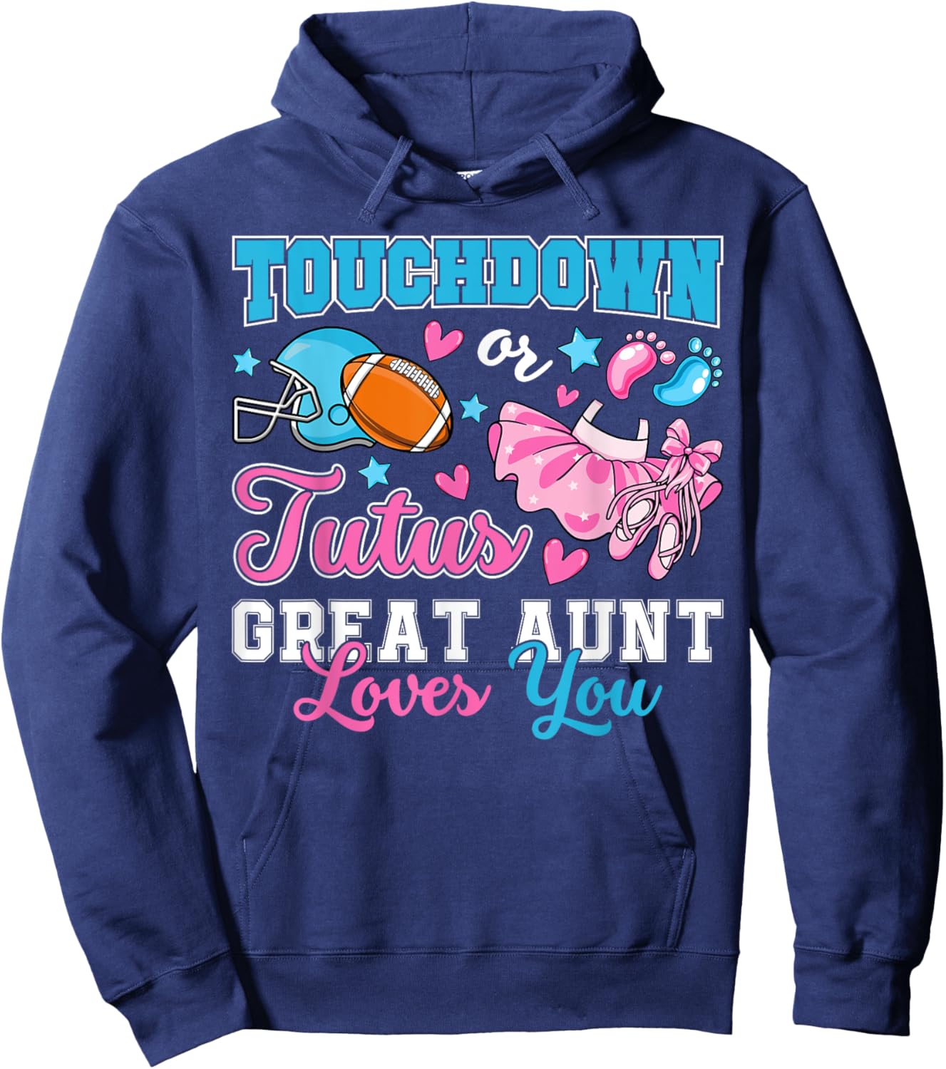 Touchdown or Tutus Great Aunt Loves You Gender Reveal Baby Hoodie - Hoodie | Navy