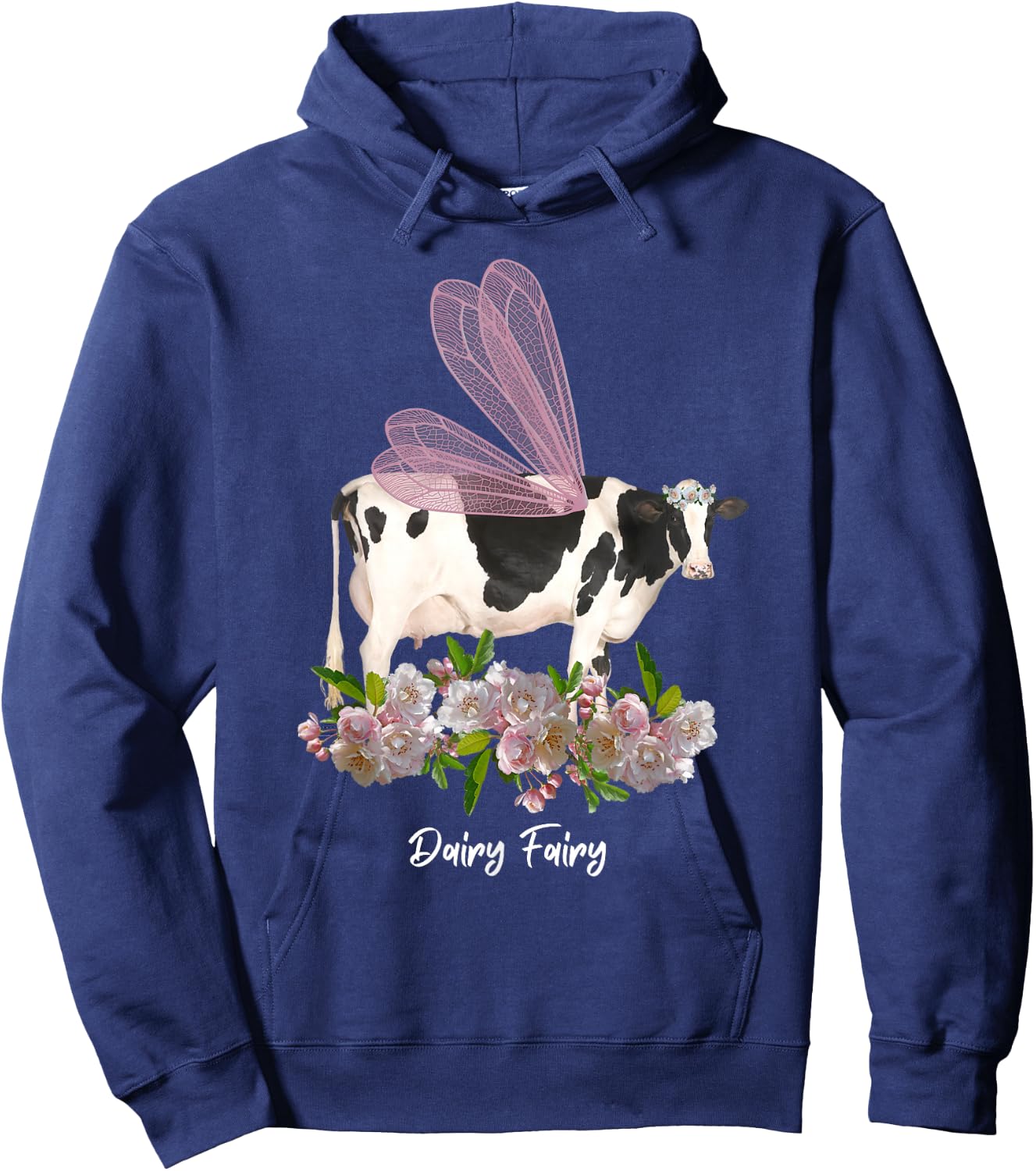 Dairy Fairy Cow Lover Holstein Milk Farmer Farm Cute Floral Hoodie - Hoodie | Navy