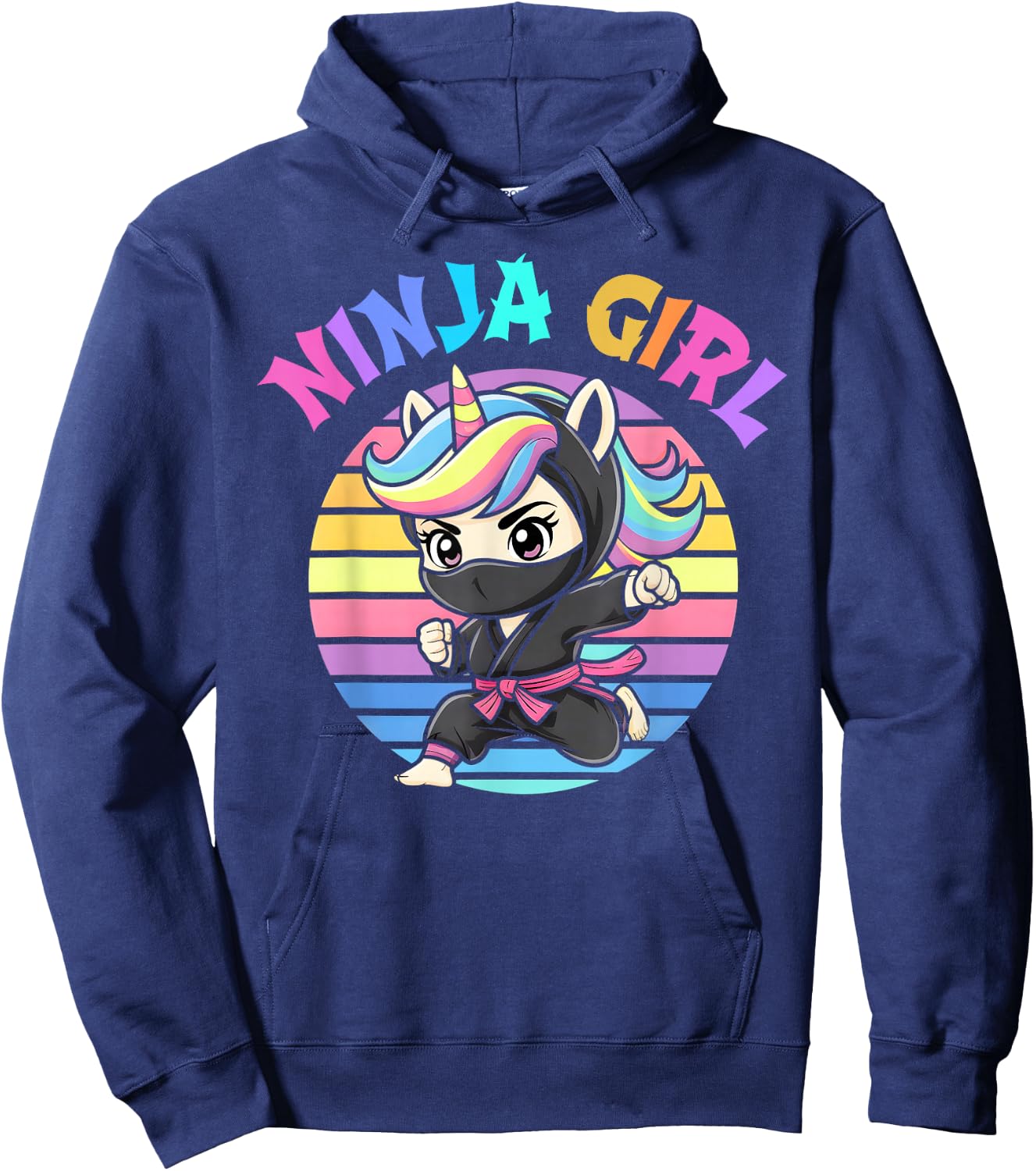 Kawaii NINJA GIRL Spy Unicorn Rainbow Kindergarten Vibes Hoodie - Hoodie | Navy