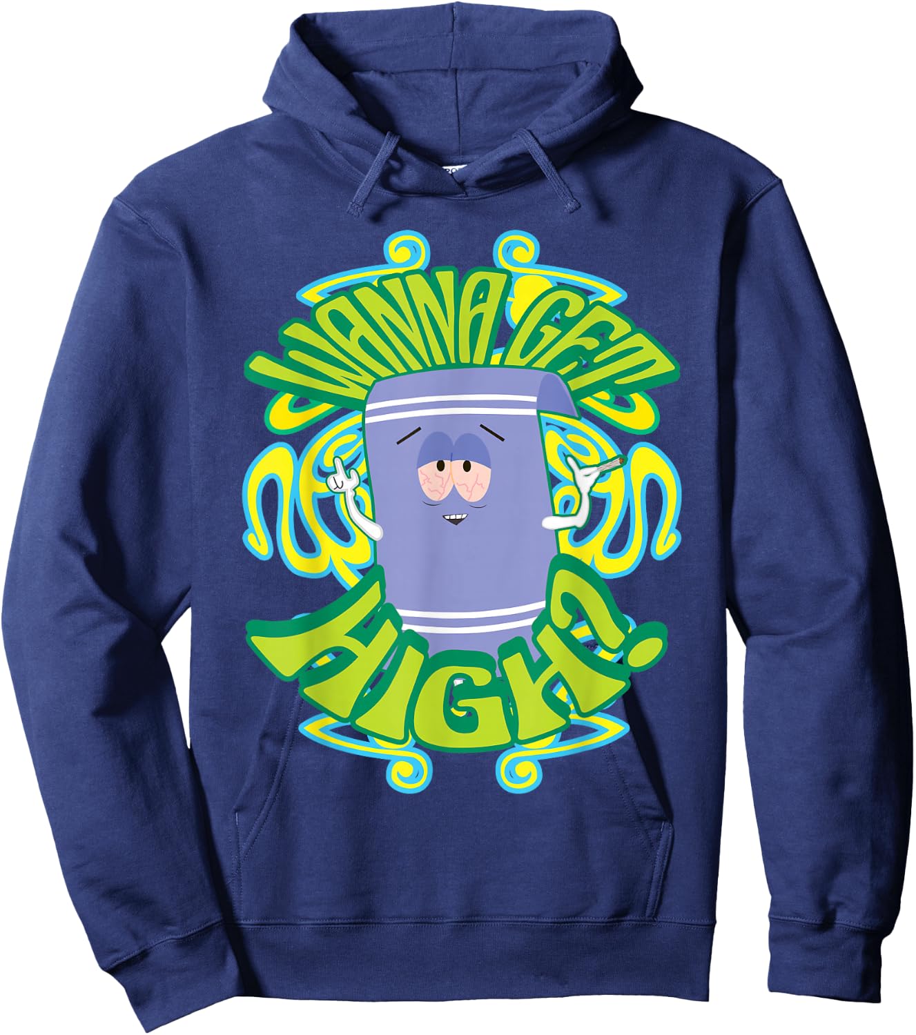 South Park Wanna Get High Towel , Black, S Hoodie - Hoodie | Navy