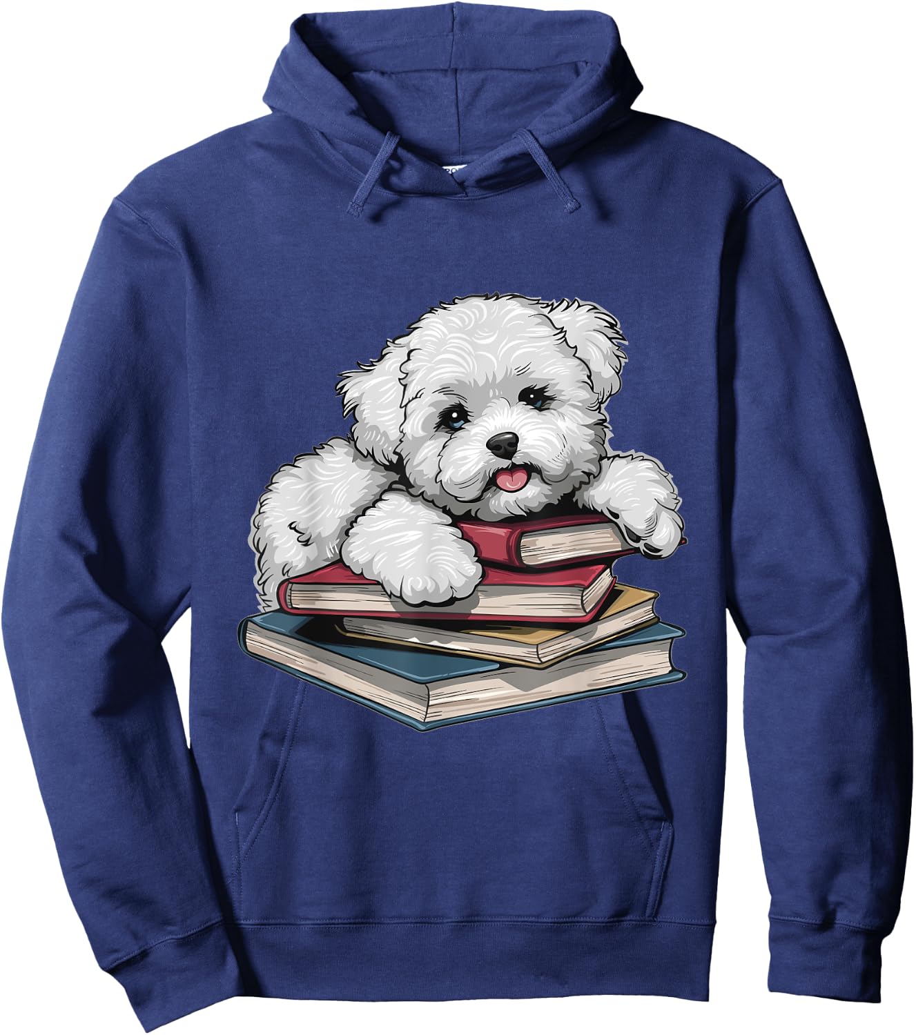 Bichon Frise Books Reading Dog Breed Graphic Women Kids Hoodie - Hoodie | Navy