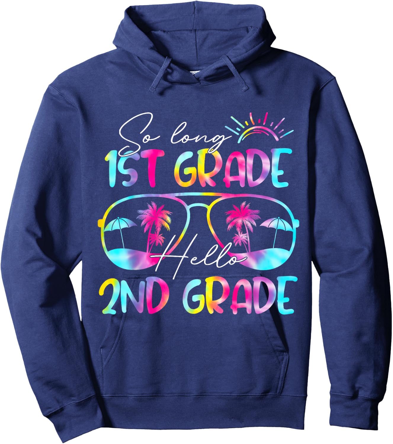 Tie Dye So Long 1st Grade Hello 2nd Grade Teacher Kids Hoodie - Hoodie | Navy