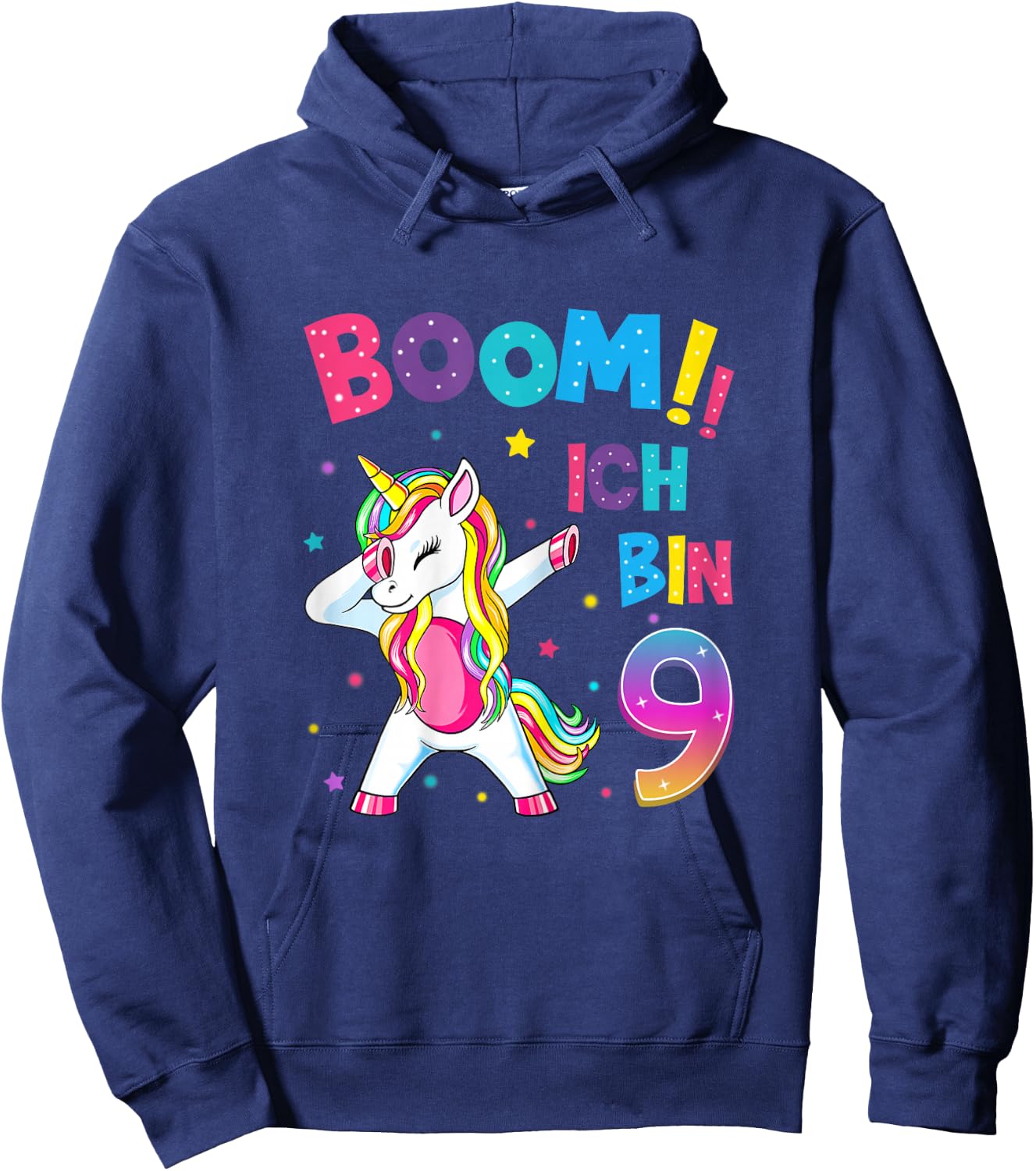 9 Birthday Girl 9 Years Dancing Funny Unicorn , black Hoodie - Hoodie | Navy