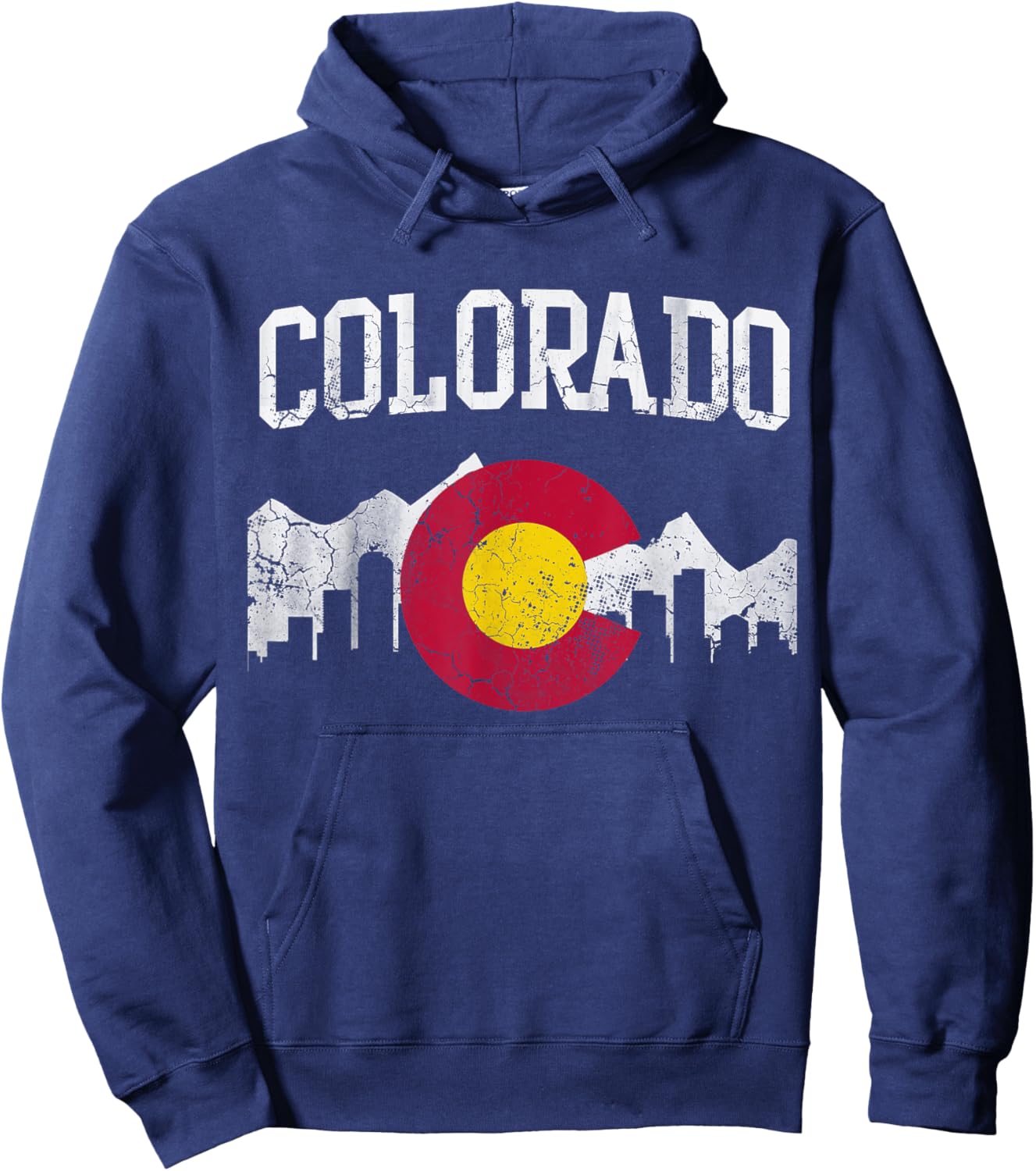 Colorful Colorado Flag Skyline Hoodie - Hoodie | Navy