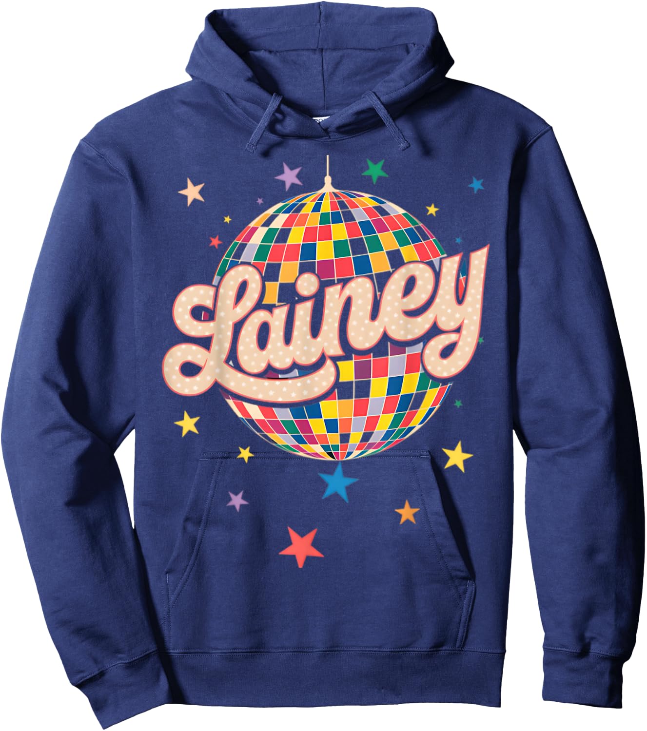 Girl Retro Lainey First Name Personalized Heart Hoodie - Hoodie | Navy