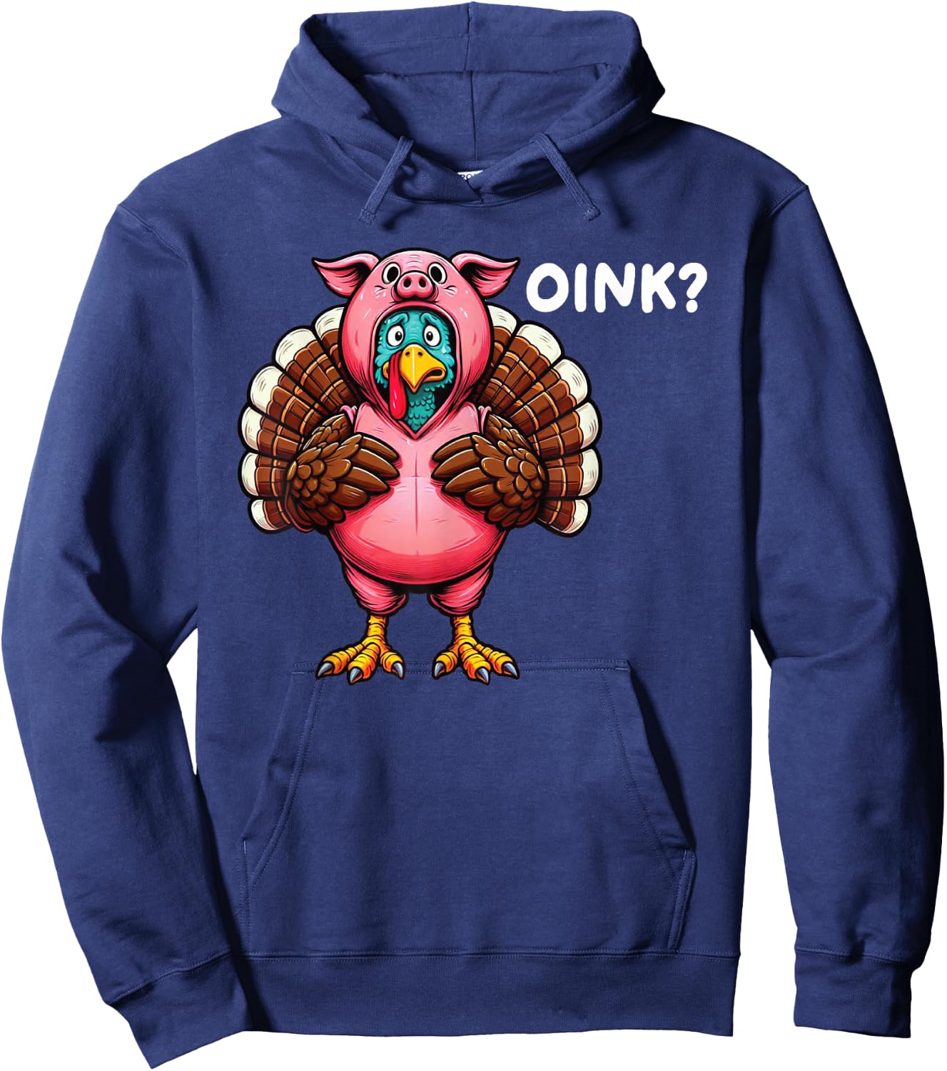Turkey Oink Thanksgiving Funny Pig Costume Hoodie - Hoodie | Navy