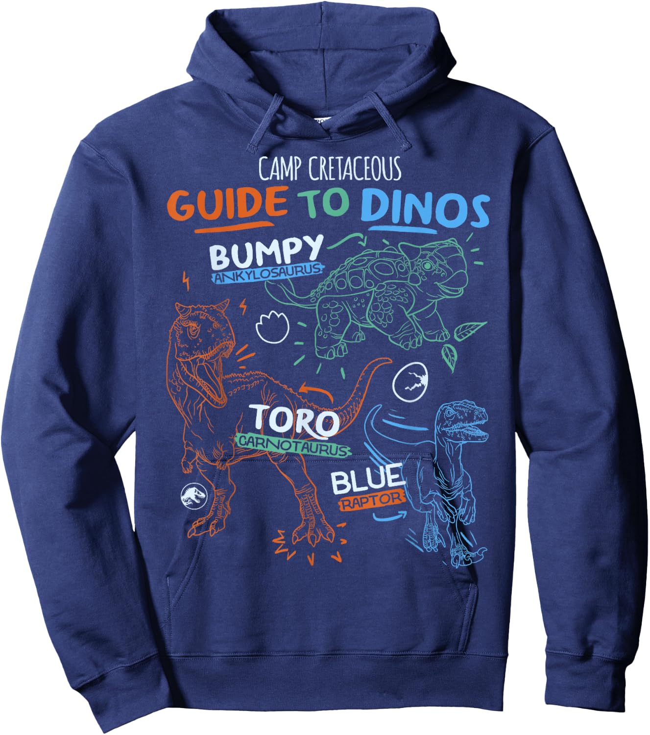 Jurassic World: Camp Cretaceous Guide to Dinos Line Art Hoodie - Hoodie | Navy