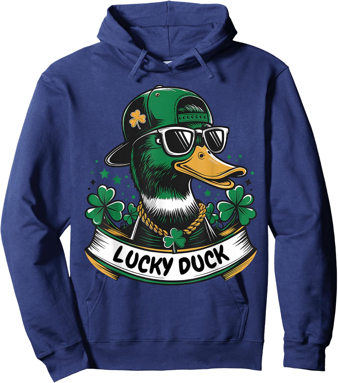 Lucky Funny Duck Shamrock St Patricks Day Ducks Lovers Irish Hoodie - Hoodie | Navy