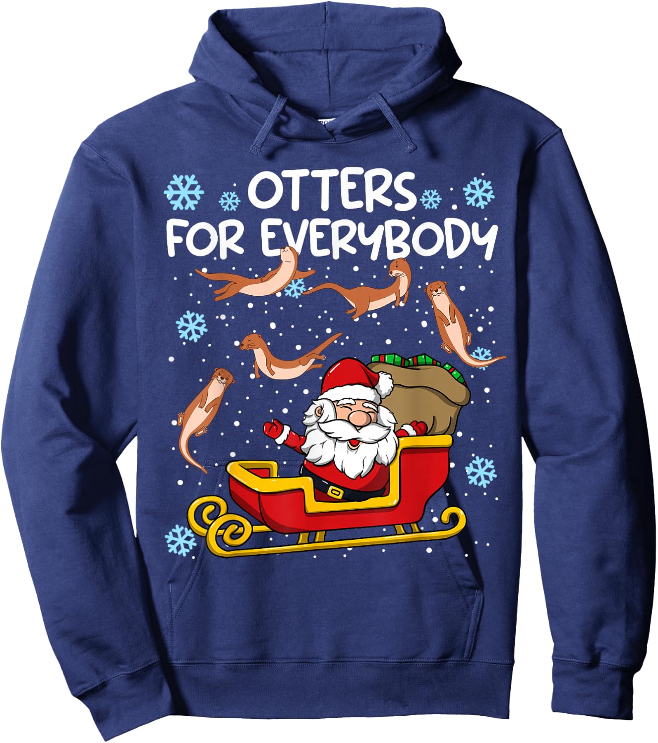 Otters for Everybody Santa Funny Christmas Otter Hoodie - Hoodie | Navy