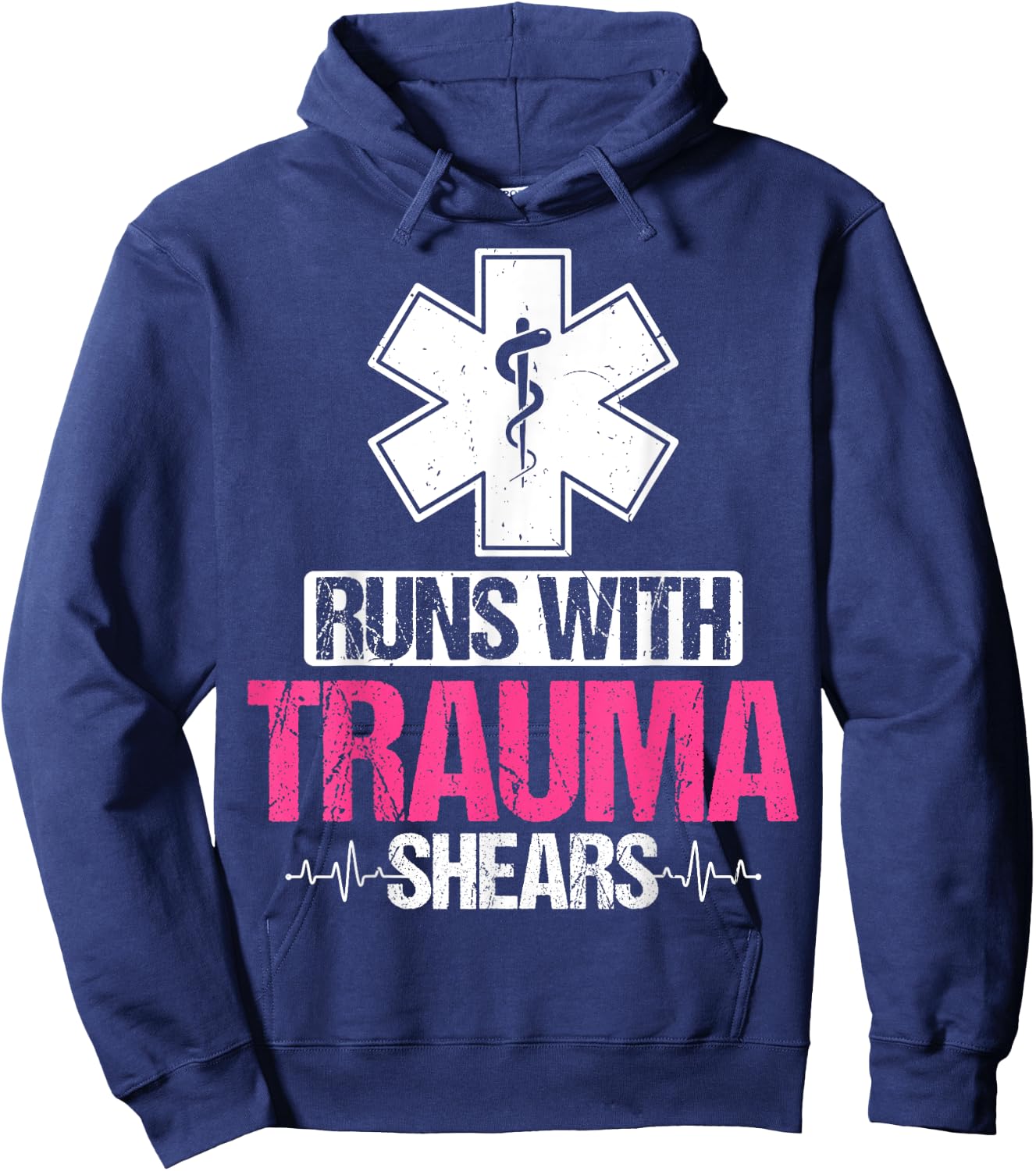 Funny Trauma Nurse Nursing Gifts - Runs with Trauma Shears Hoodie - Hoodie | Navy