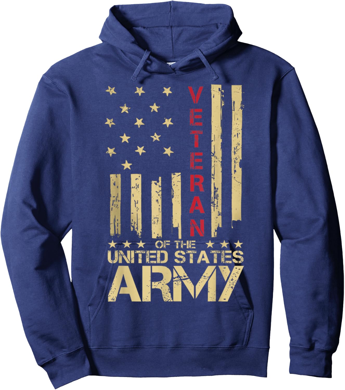 Patriotic U.S Army Veteran Red Line American Flag Vintage Small Hoodie - Hoodie | Navy