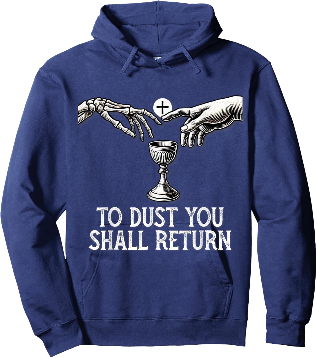 Memento Mori Catholic Eucharist Traditional Latin Mass Skull Hoodie - Hoodie | Navy