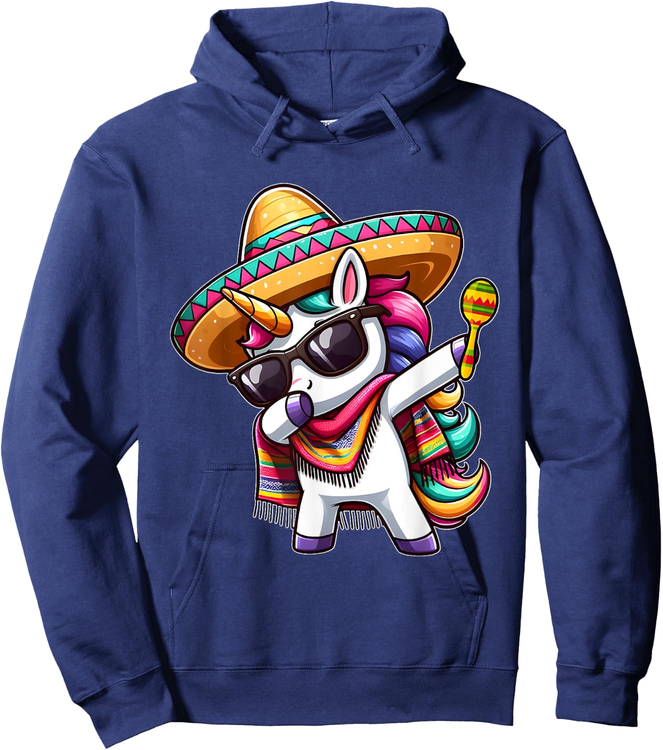 Cinco de Mayo Dabbing Unicorn Funny Mexican Dab Girl Kids Hoodie - Hoodie | Navy