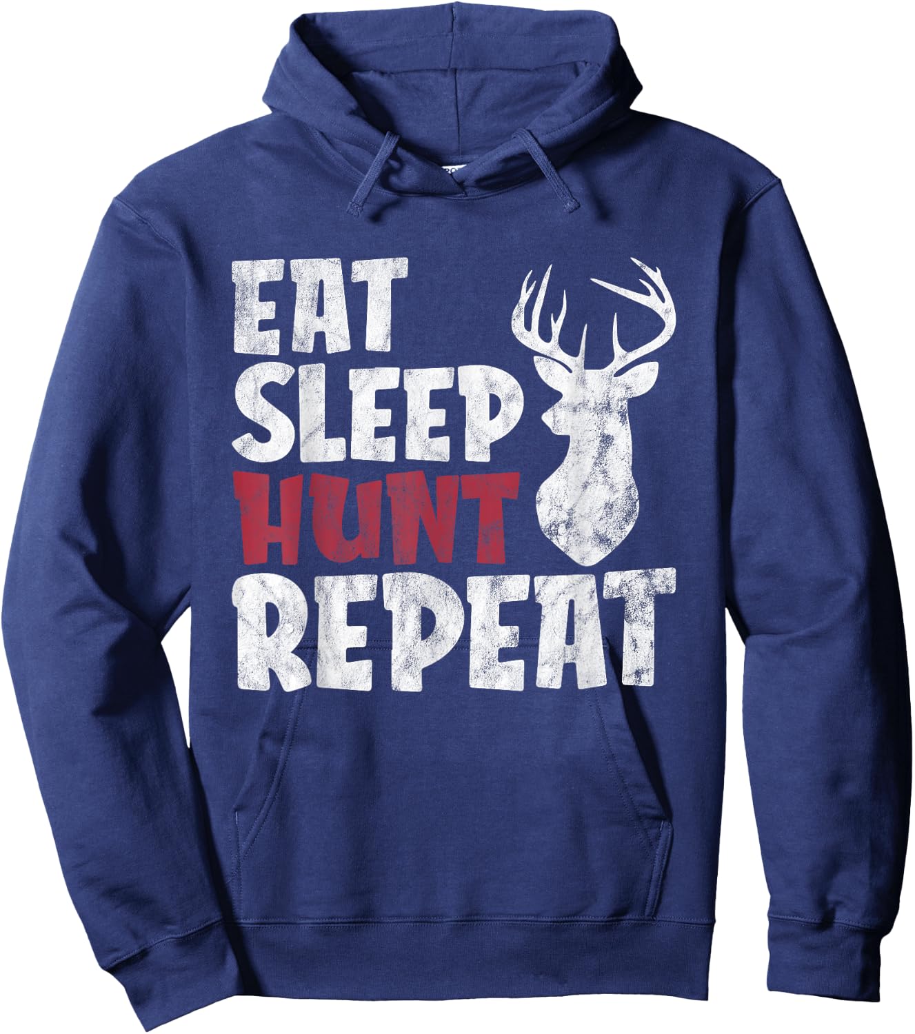 Eat Sleep Hunt Repeat Funny Hunting Deer Hoodie - Hoodie | Navy