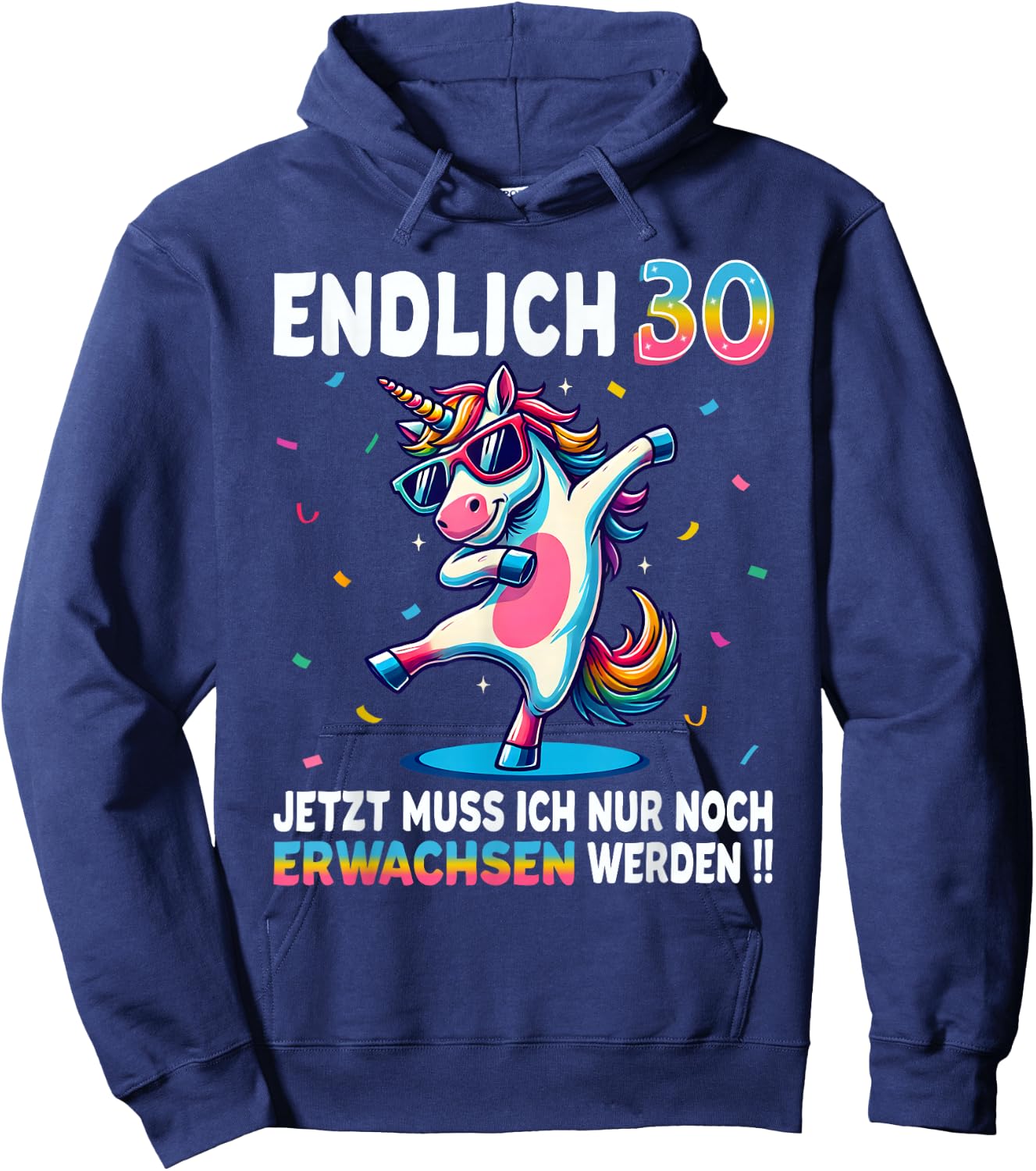 30th Birthday Gifts Woman Man Party Outfit Unicorn , black Hoodie - Hoodie | Navy