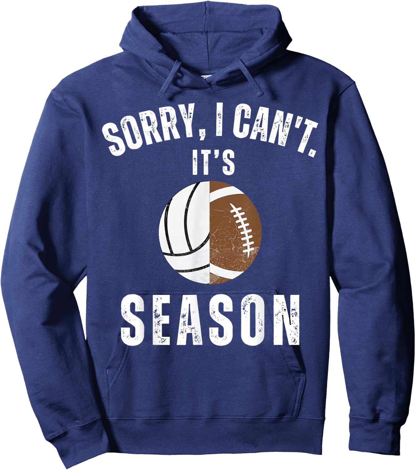 Mom Of Both Sorry I Can't it's Volleyball Football Season Hoodie - Hoodie | Navy