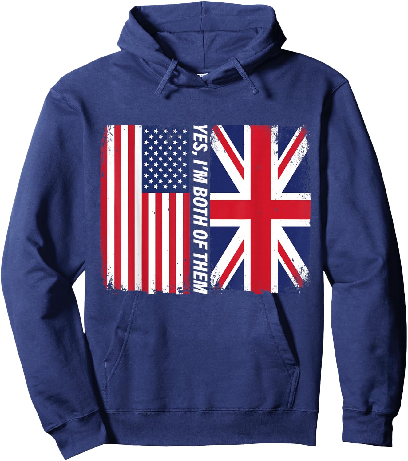 Half American Half British USA UK Flag Heritage Design Hoodie - Hoodie | Navy